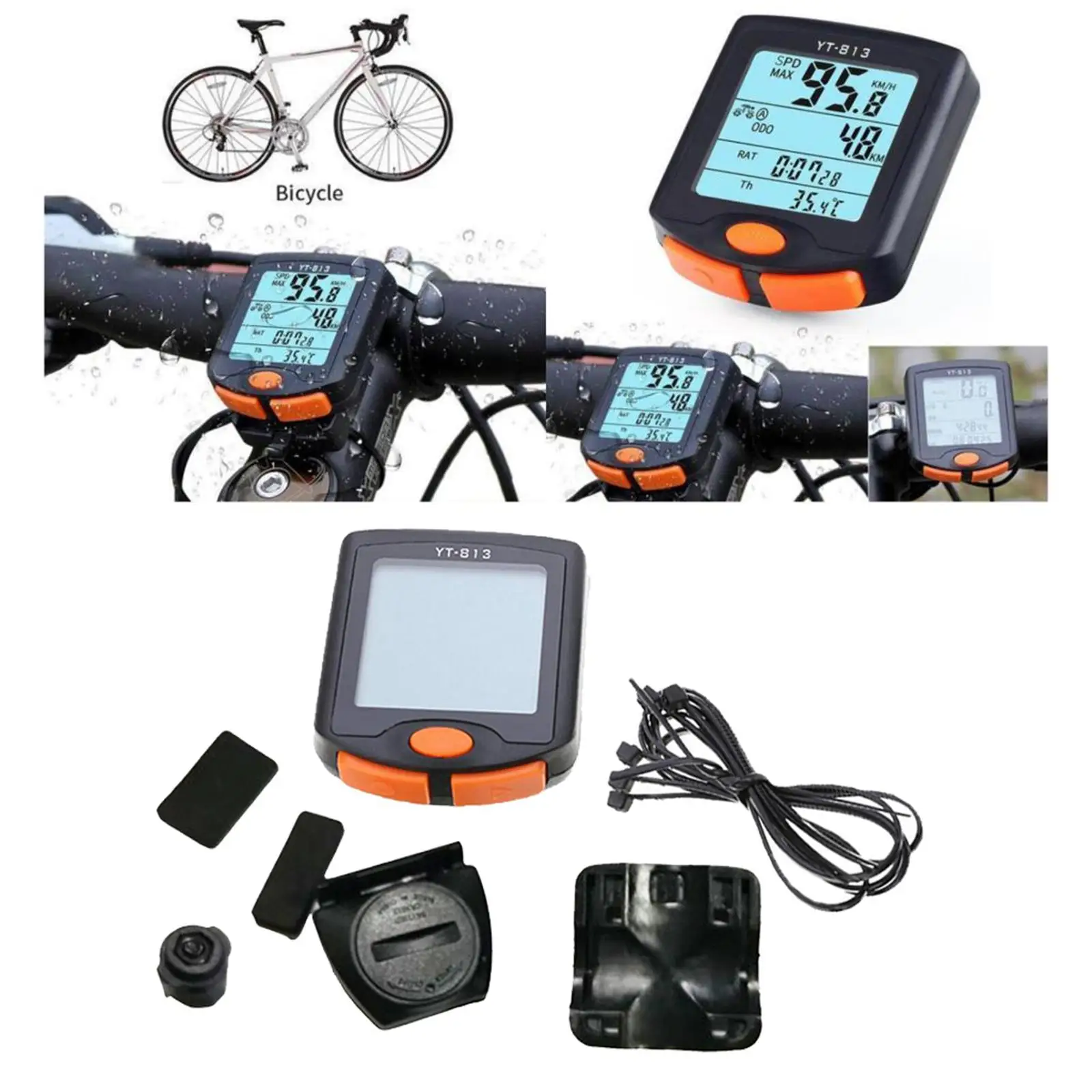 Waterproof LCD Cycle Computer Bike Backlight