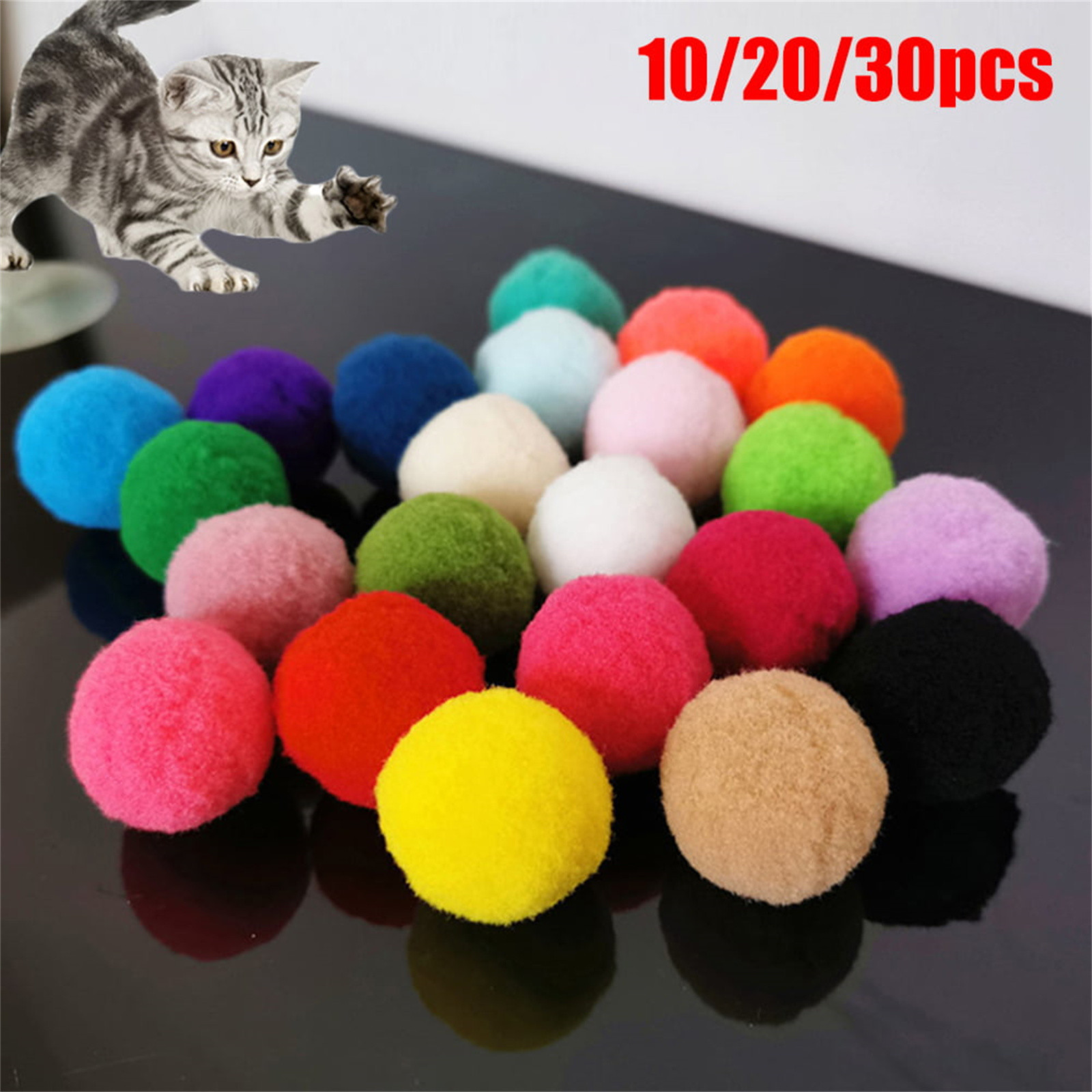 Title 1, 10/20/30Pcs Pet Cats Poliéster Bolas de pelúcia...