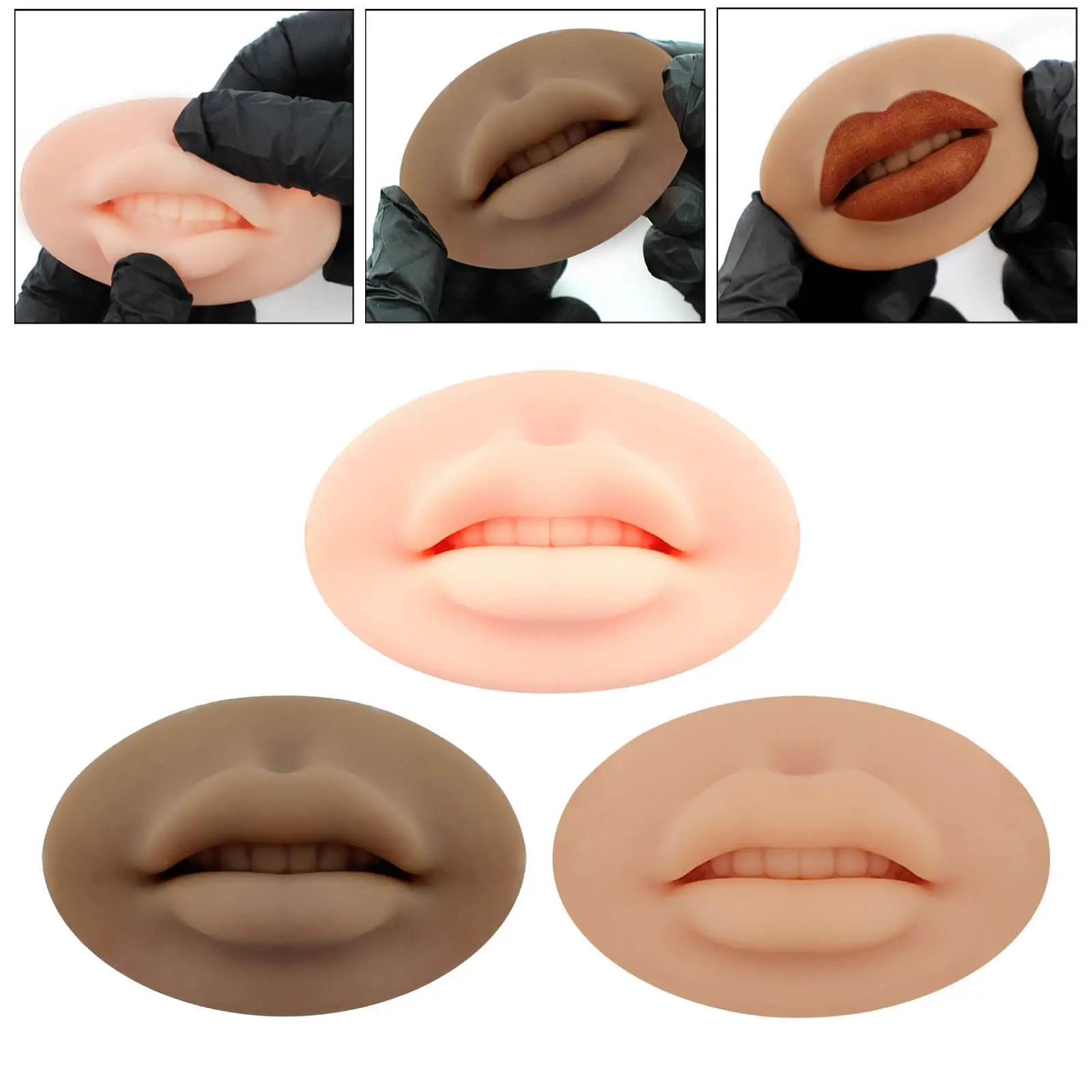 5D Lips Practice Silicone Skin Permanent Solid Fake Lip Makeup Practice Board Reusable Soft for Beginners Piercing Practice