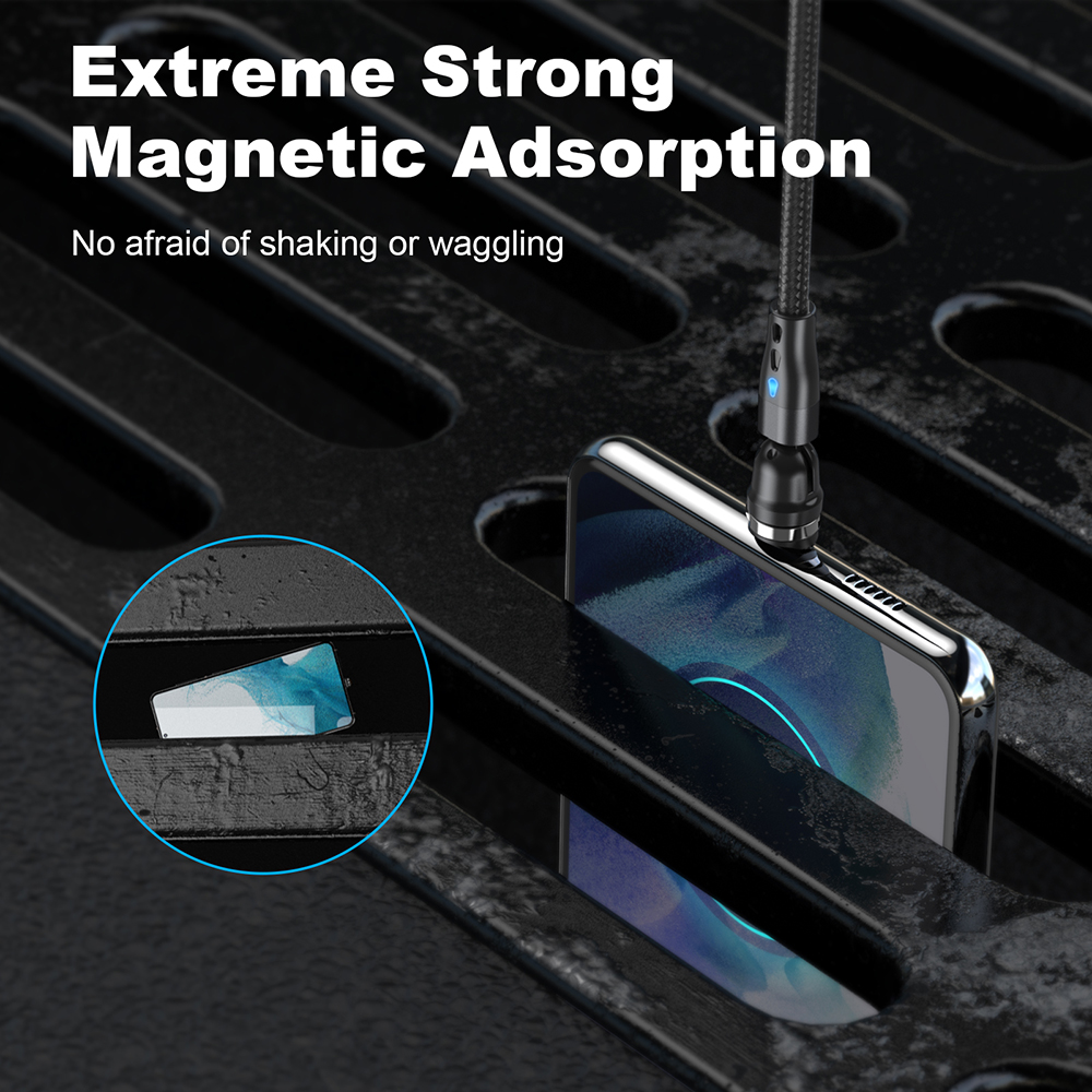 AUFU 5A Magnetic Fast Charging Cable 540 Rotate Magnetic Micro USB Type C Cable For iPhone 14 Samsung Xiaomi Mobile Phone Cable