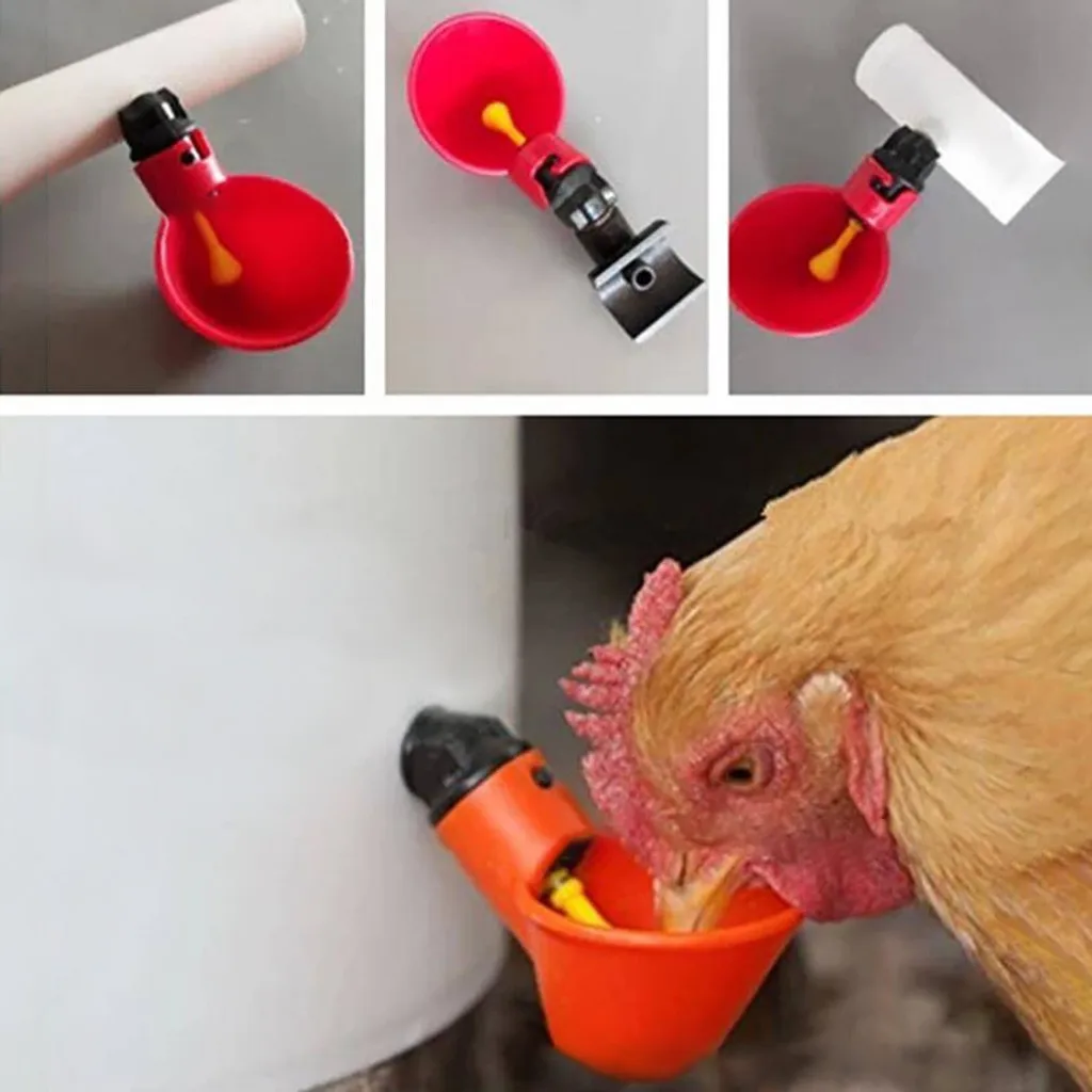 20Pc Automatic Bird Coop Poultry Drinker Drinking Cups Chicken Water Feeder Bowl