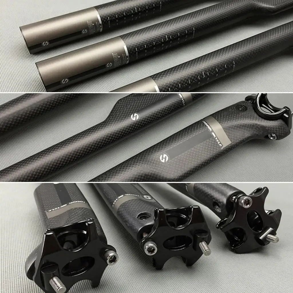 Carbon Fiber Seat Extended Seatpost Adjustable Frosted Tube