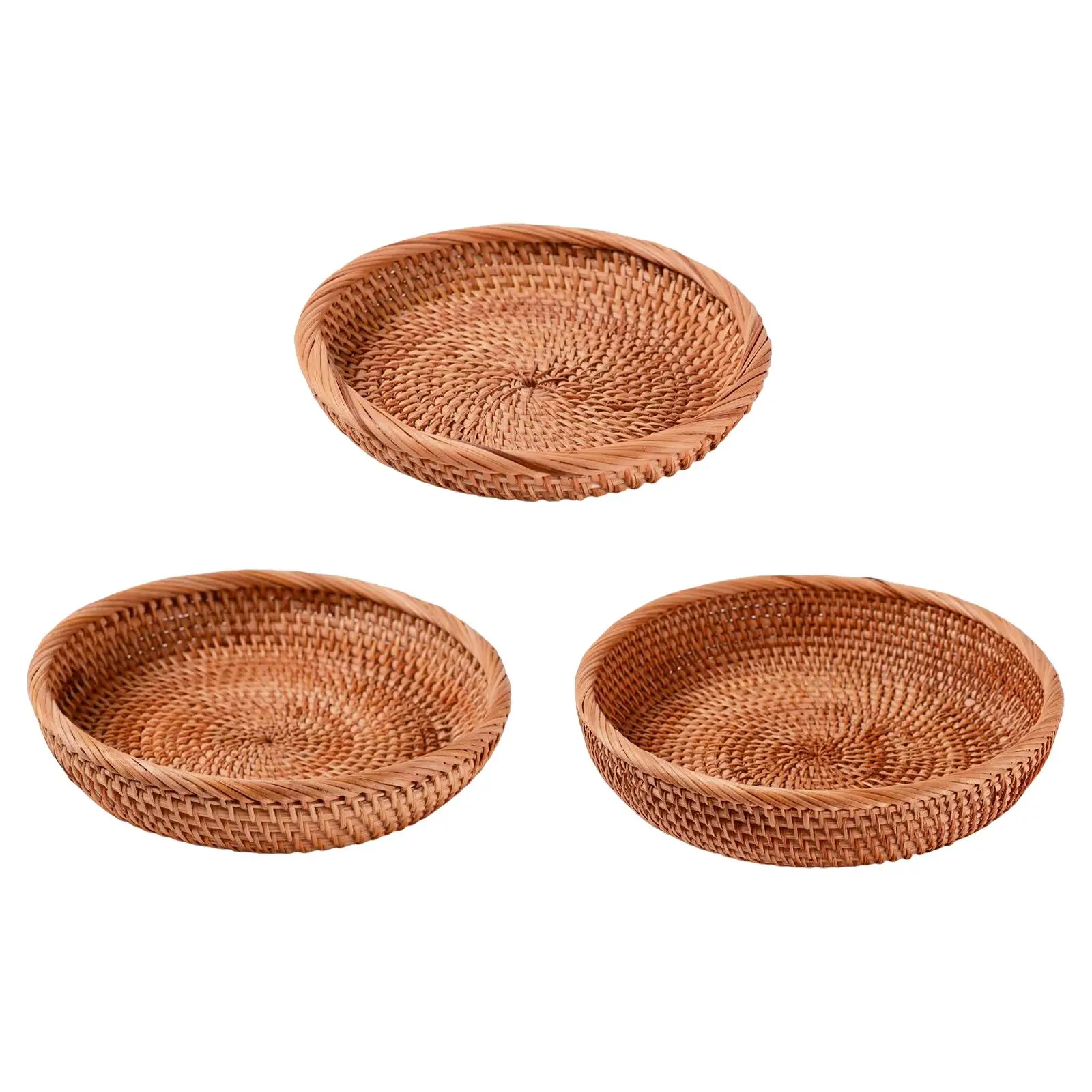 Wicker Bowl Wicker Fruit Basket Tabletop Decorative, handwoven storage Tray