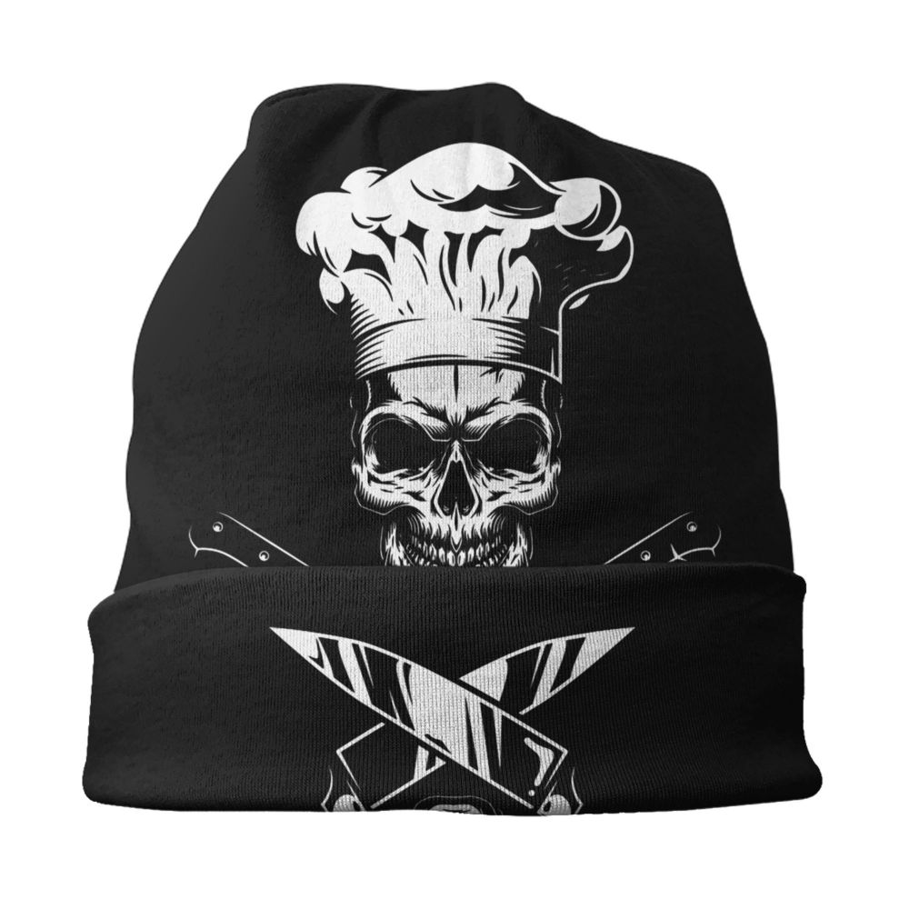 Benutzerdefinierte lustige Kochen Schädel Messer Chef Motorhaube Hut Stricken Hüte Männer Frauen Mode Unisex Erwachsene Winter warme Mützen Kappe – Detail 15