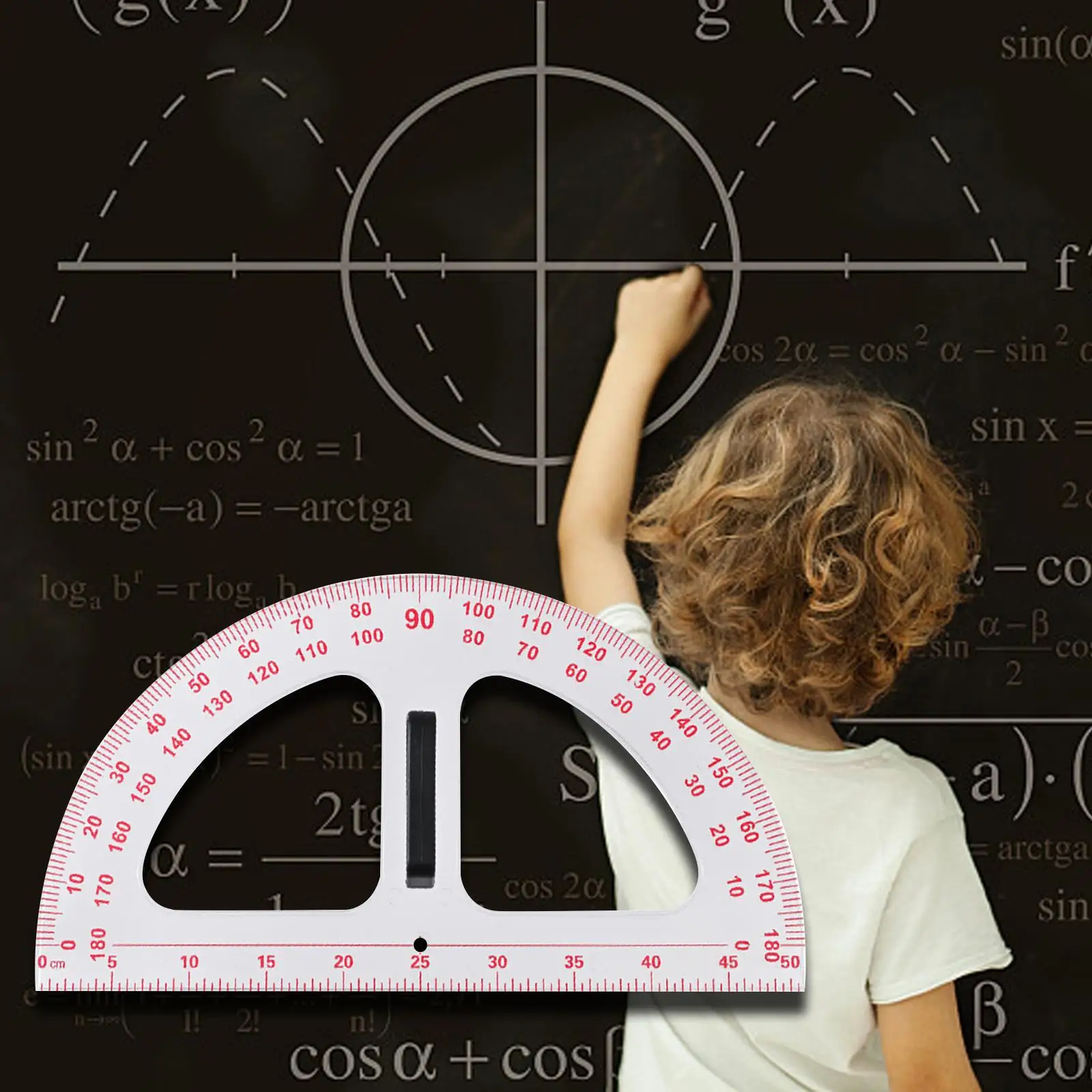 Math Protractor with Removable Handle Measuring Tool 180 Degrees Geometry Math Semi Circular Protractor for Drafting Woodworking