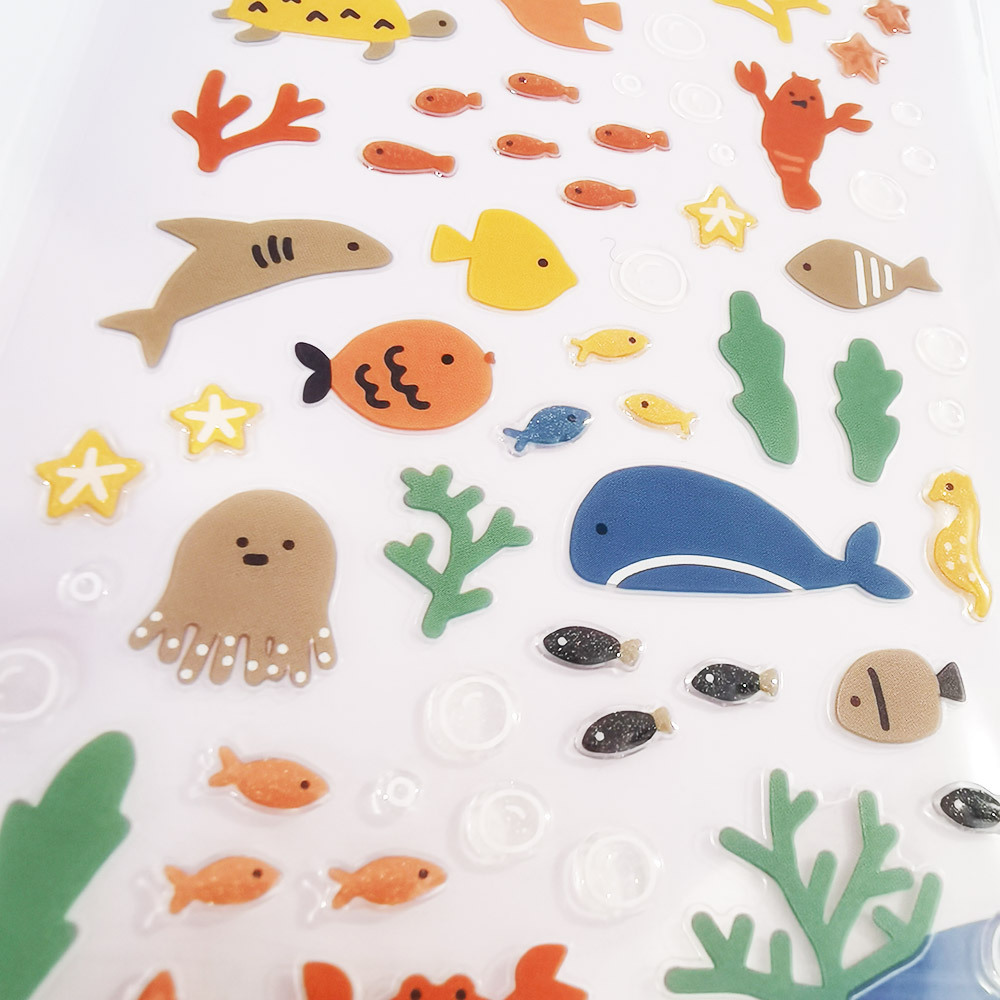 Korean BONITO Under The Sea Crystal Drop 3D PVC Stickers Scrapbooking Diy Journal Diary Sticker Cute Decor School Gift