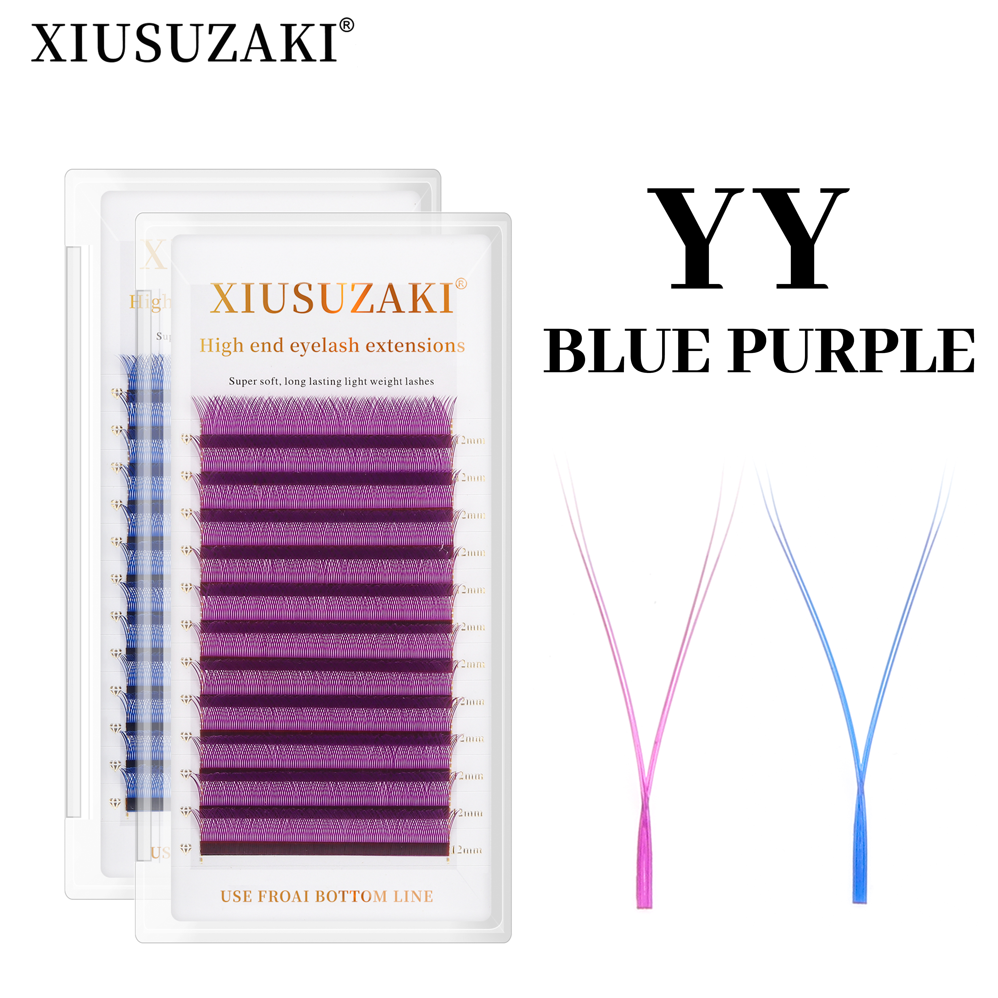 Best of XIUSUZAKI YY Shape Eyelash Extensions Supplies Blue Purple Waved 4D Premade Volume Lashes Fluffy Natural Reviews & Tips