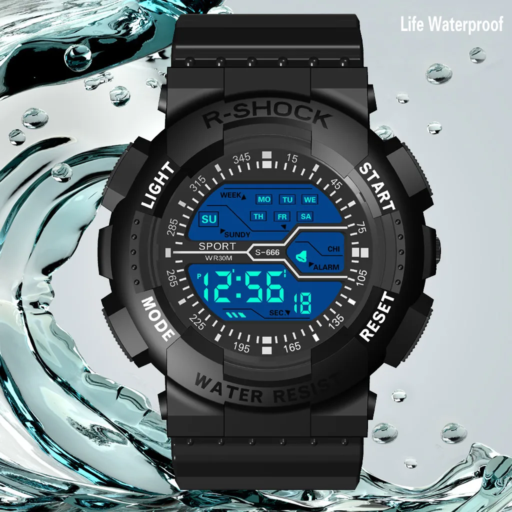 Luxury Sport Watch Men Outdoor Waterproof Watchescolorful Luminous Military LED Digital Wrist Watches Men Mechanical Watches