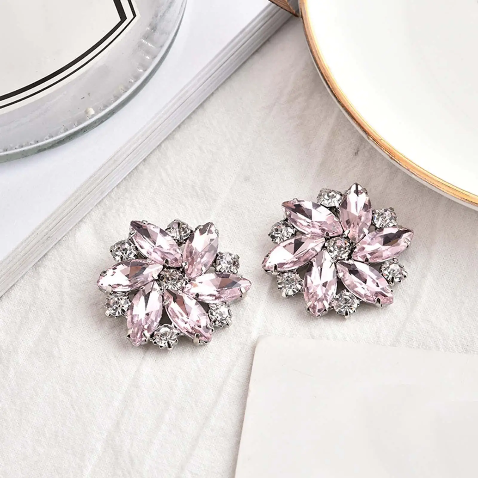 2x Rhinestone Shoe Clips Shoes Jewelry Decoration Wedding Crystal Shoe Buckle for Clothing Sandals Bakcpack Hair Accessories