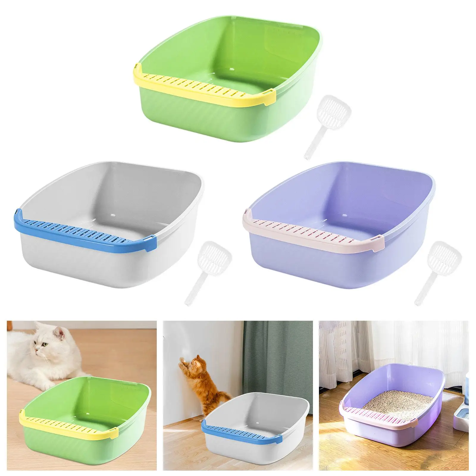 Cat Litter Boxes Indoor Cats Cat Potty Pan Semi Enclosed Pan Litter Tray for Bunny Small Animals Kitten Pet Supplies Travel