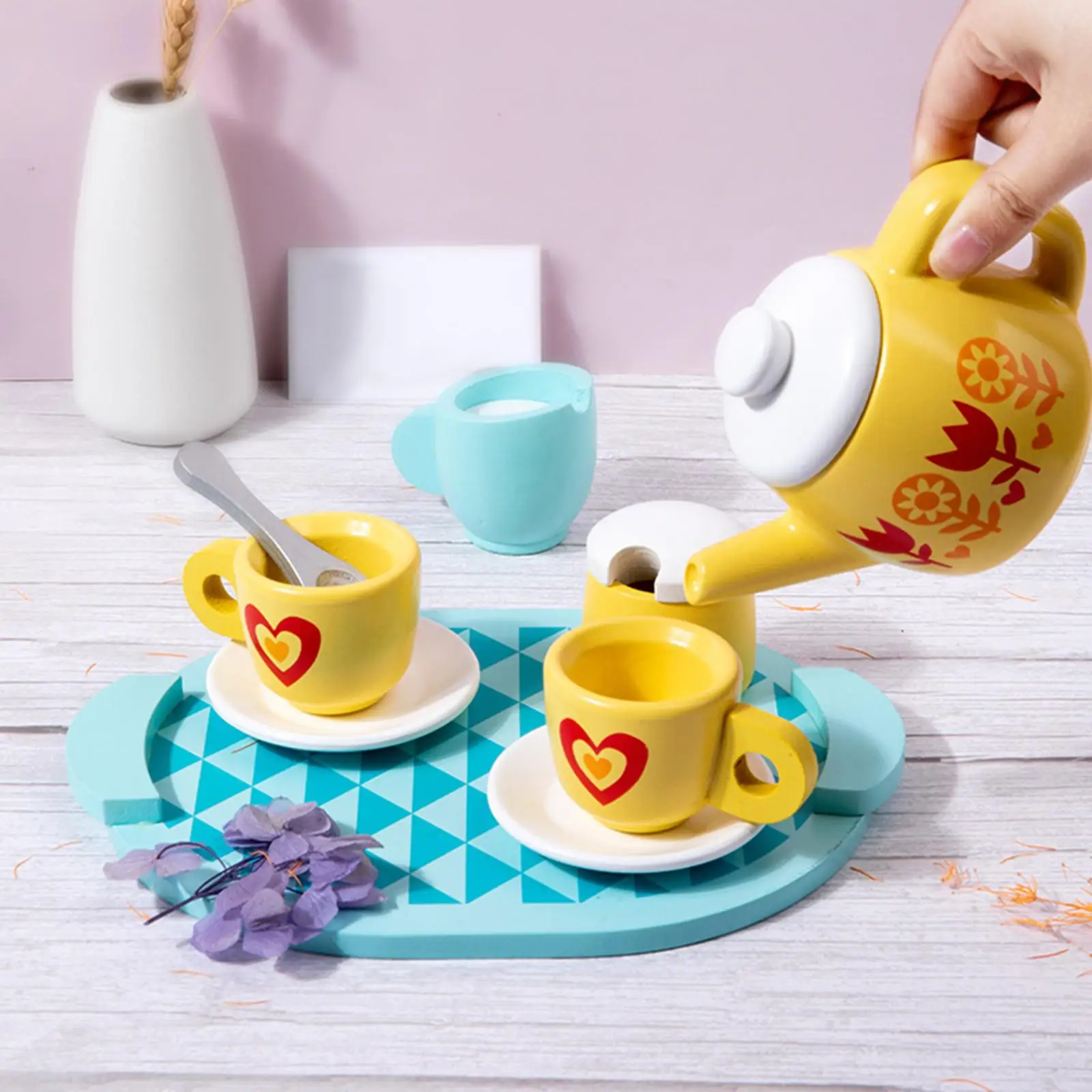 8 Pieces Children Tea Party Set Kitchen Tableware Set for Play Toy Toddlers