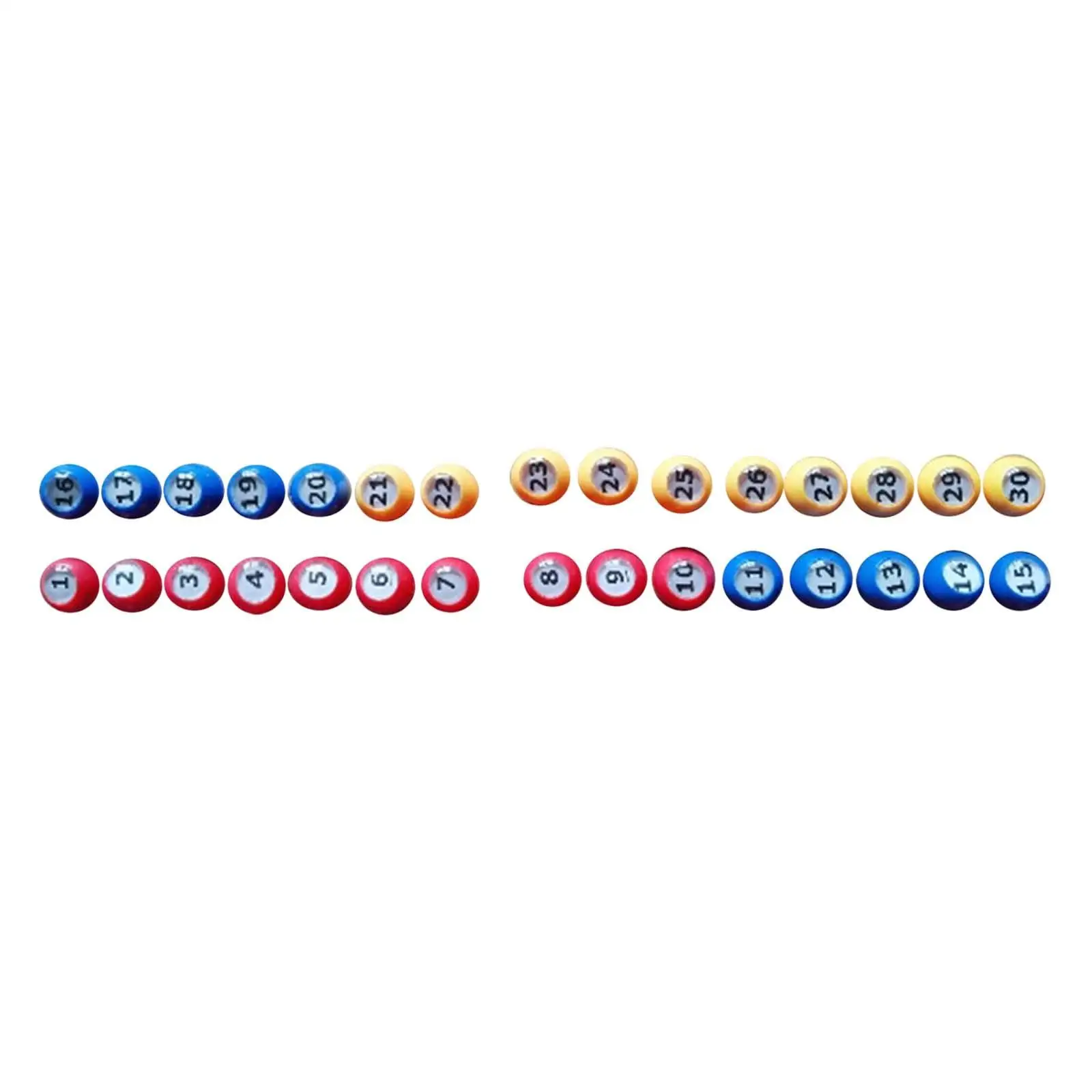 30x Bingo Ball Replacement Equipment with Easy Read Window Raffle Balls for Household Office Birthday Traveling Entertainment