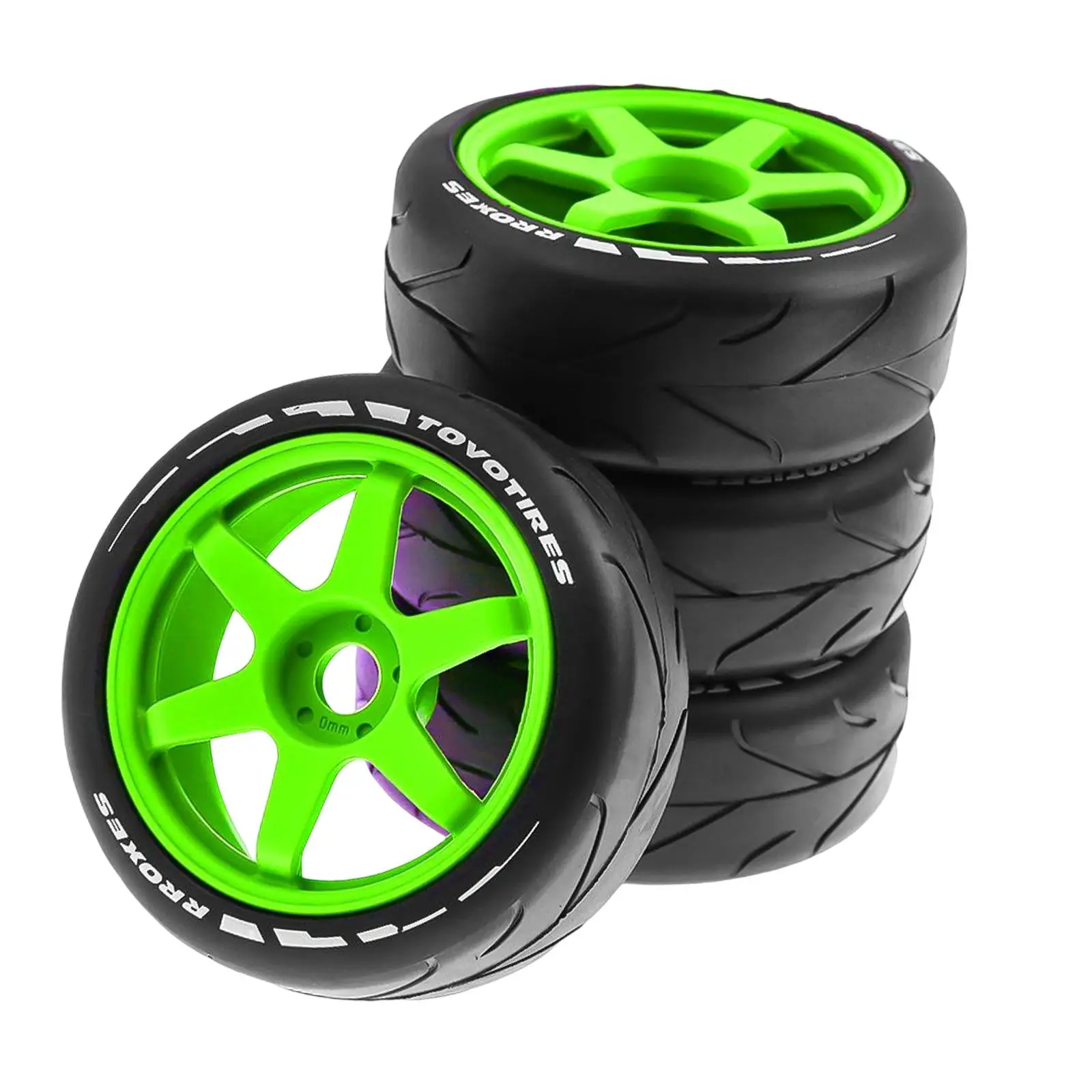 4 Pieces Rubber Wheel Rim and Tires Replacements for 1:8 Scale Trucks Crawler RC Car DIY Accessory