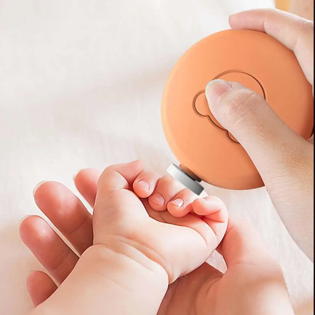 Baby Electric Nail File Round Design Safety Cutter Nail mer for Newborn Adults Women Toes Fingernails Care 6 Grinding Heads