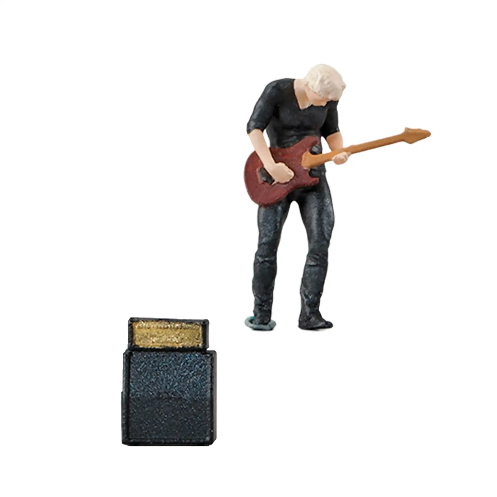 People Figure Layout with Audio Model Tiny Resin 1:64 Scale Miniature Bassist Model Character Model for DIY Scene Train Layout