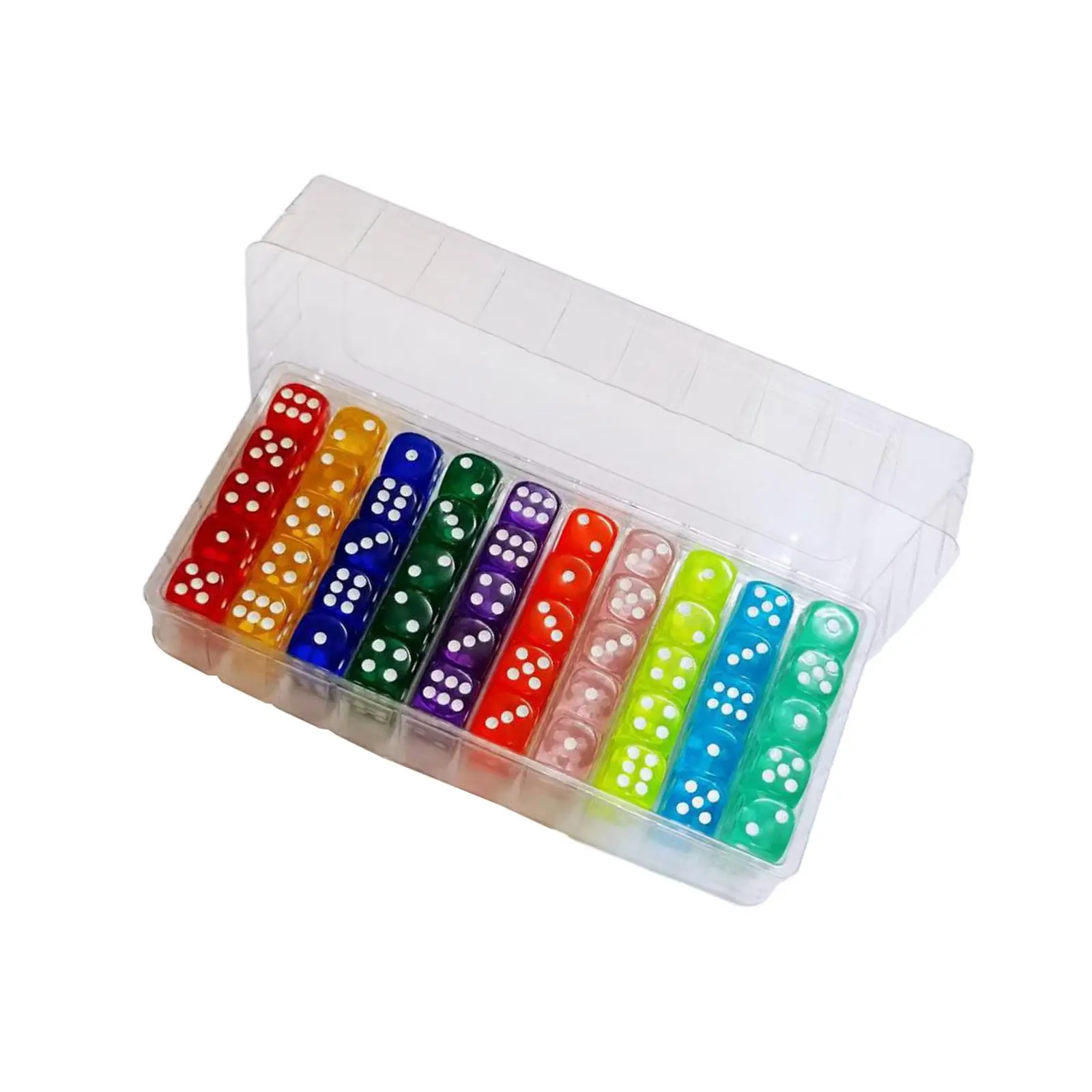 100 Pieces 6 Sided Dice Acrylic Dice 10 Colors for Playing Games Classroom