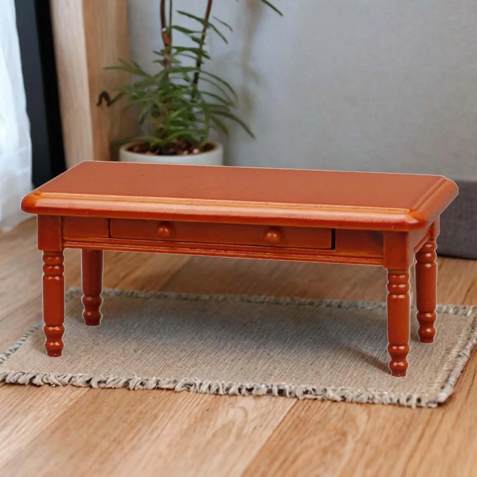 Wooden 1:12 Dollhouse Miniature Model Desk Table with Drawer for Living Room