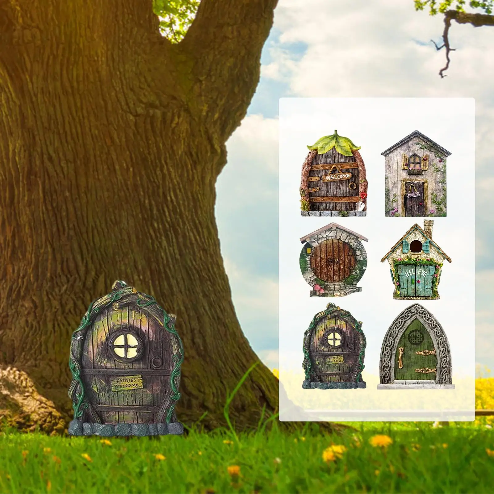 6x Miniature Fairy Tale Door DIY Accessories Decoration Presents