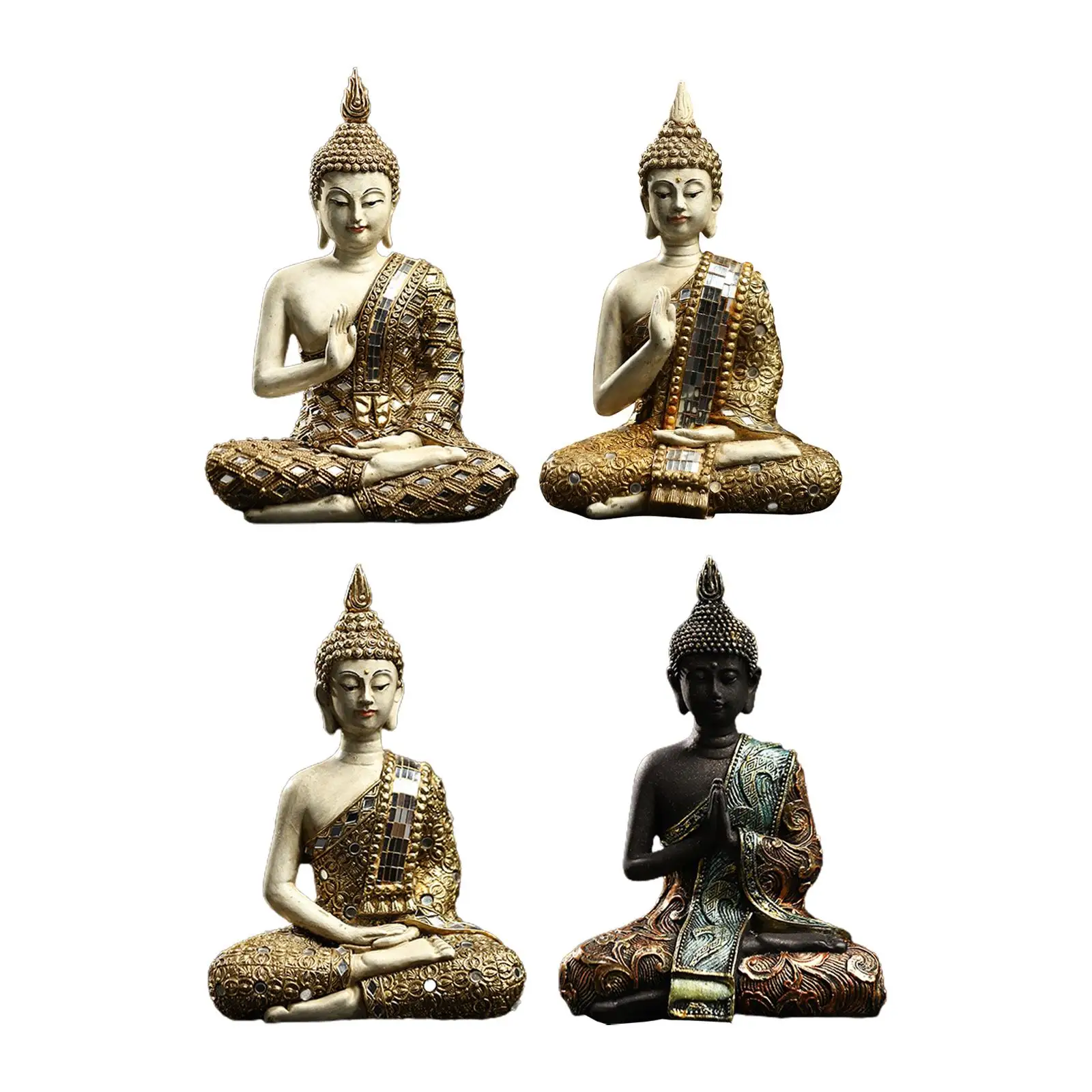 Buddha Statue Resin Figurine Ornament for Desktop Artwork Craft Collectibles