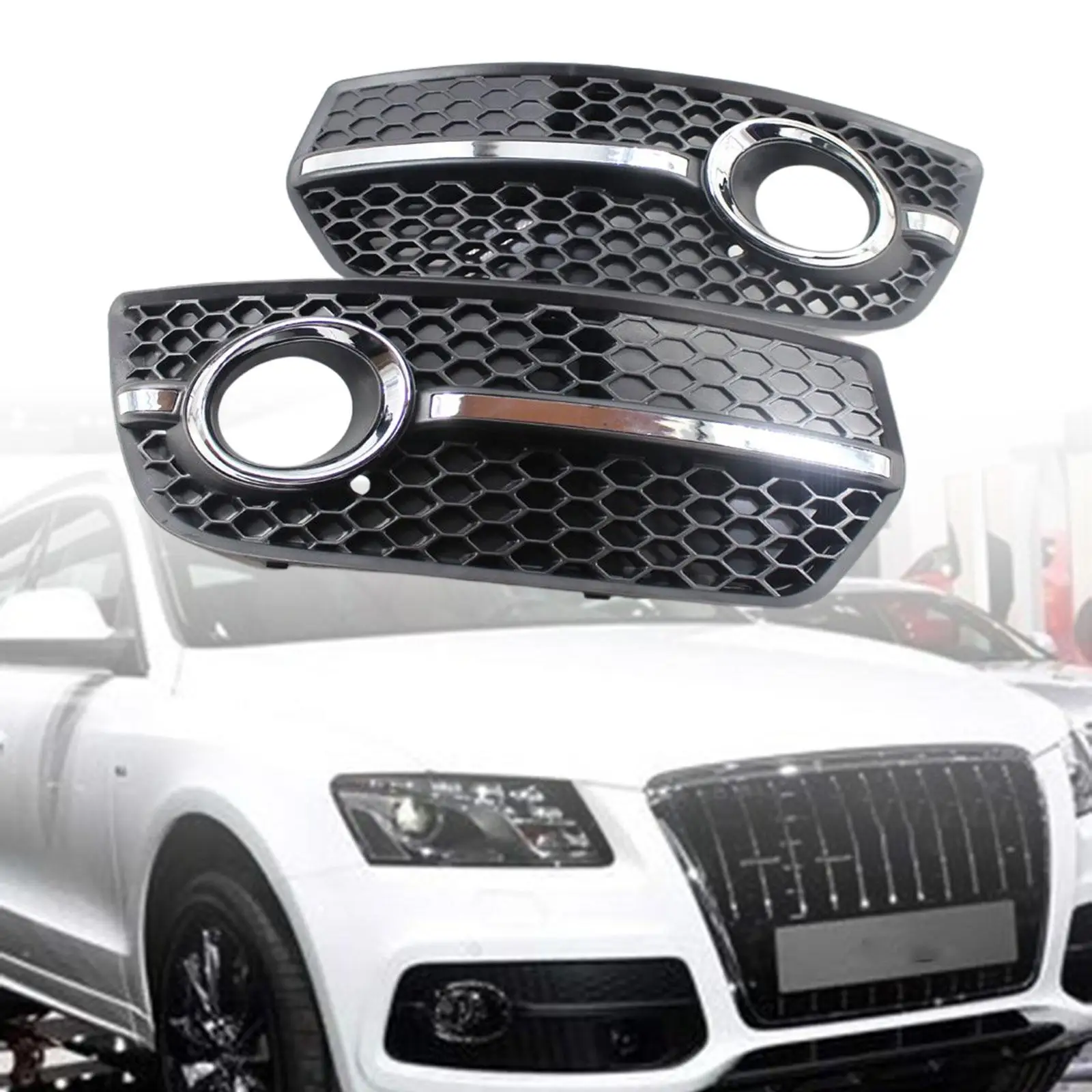 2x Car Front Bumper Fog Light Grille Lamp Cover Set for Audi Q5 09-12