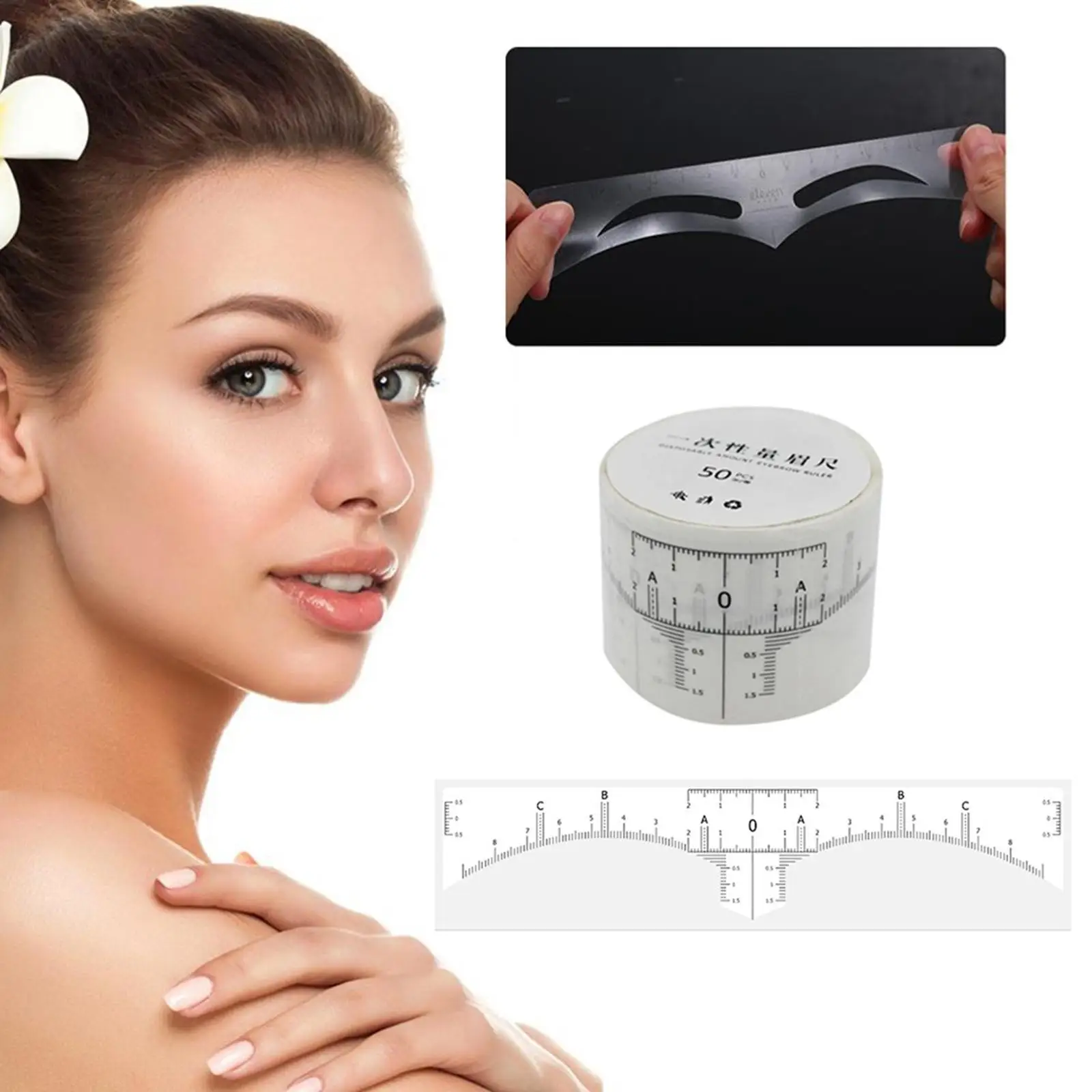 Portable Disposable Eyebrow Ruler Sticker  Makeup Tool  Template Clear  Ruler Stencils for Beautician Women