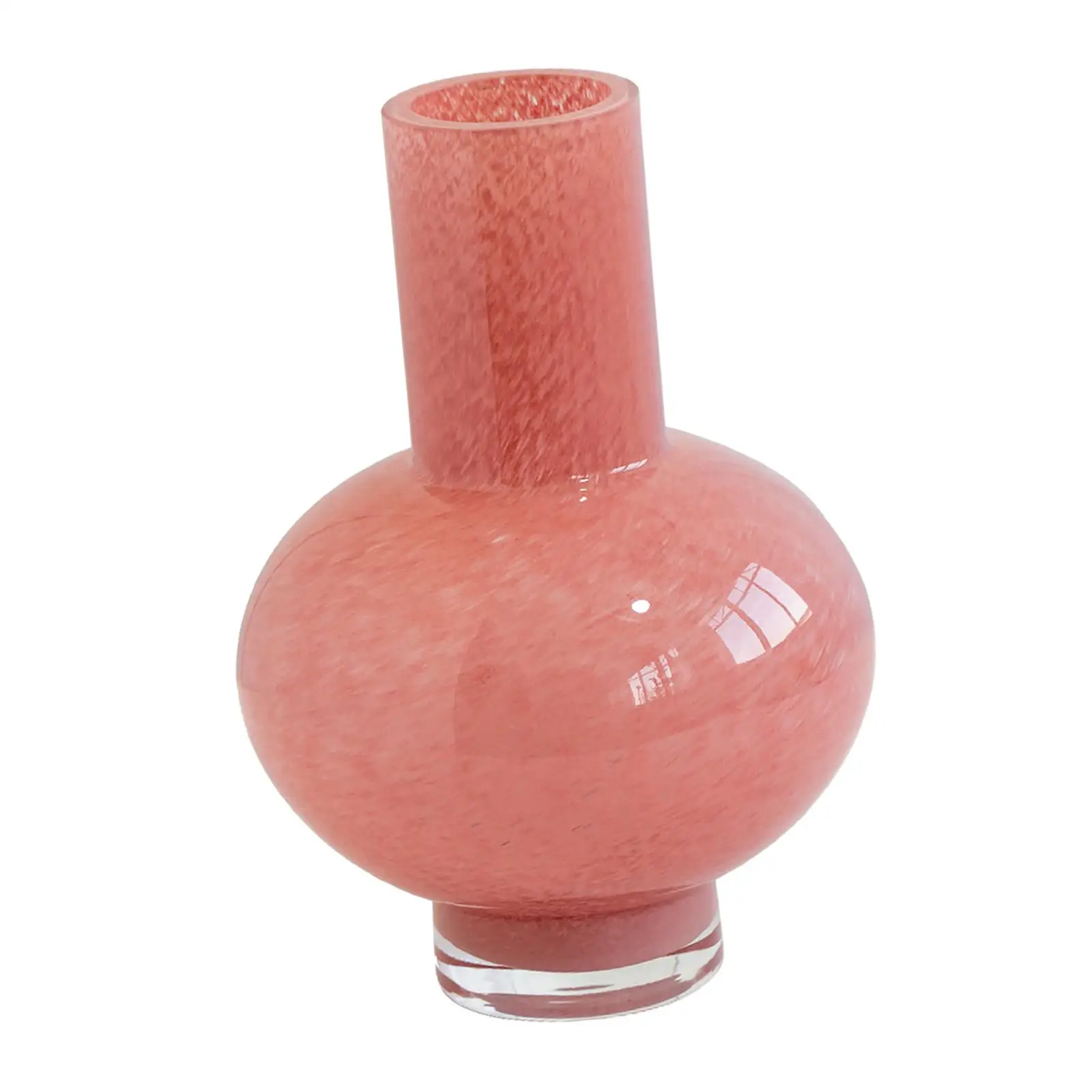 Glass Flower Vase Simple Pink Glaze Flowerpot Flower Pot Desktop Ornament for Bedroom Coffee Table Desk Living Room Shelf