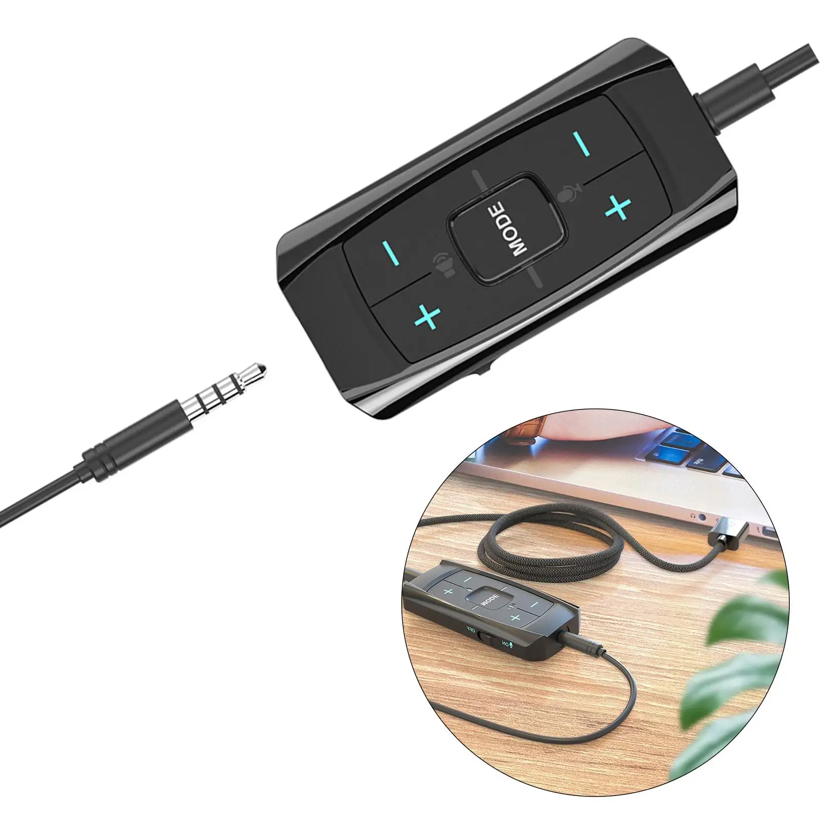 External USB Sound Card Microphone  3.5mm  7.1 Surround Sound AUX Audio Adapter 