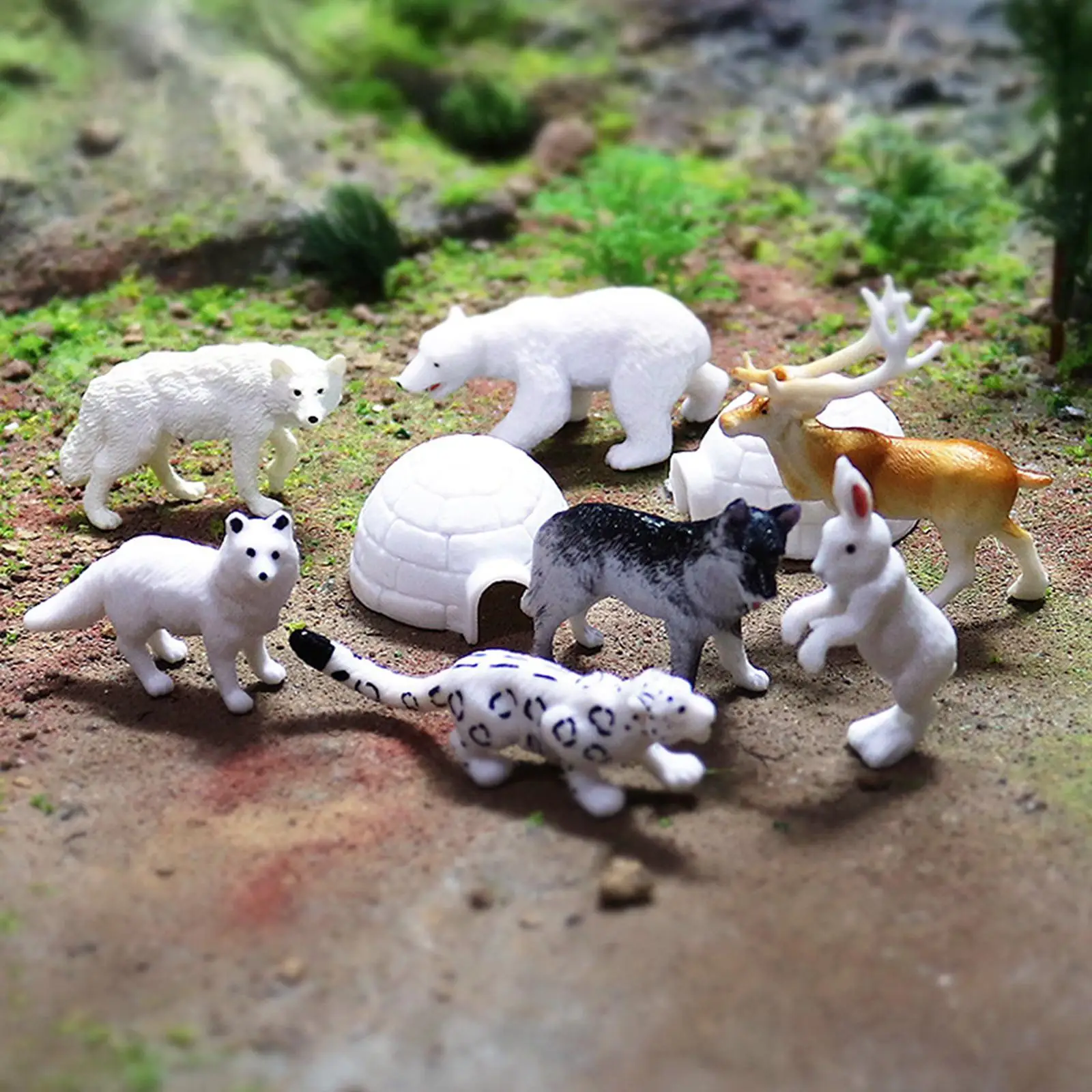 Realistic Arctic Animal Model Miniature Statues Small Plastic Playset Toys for