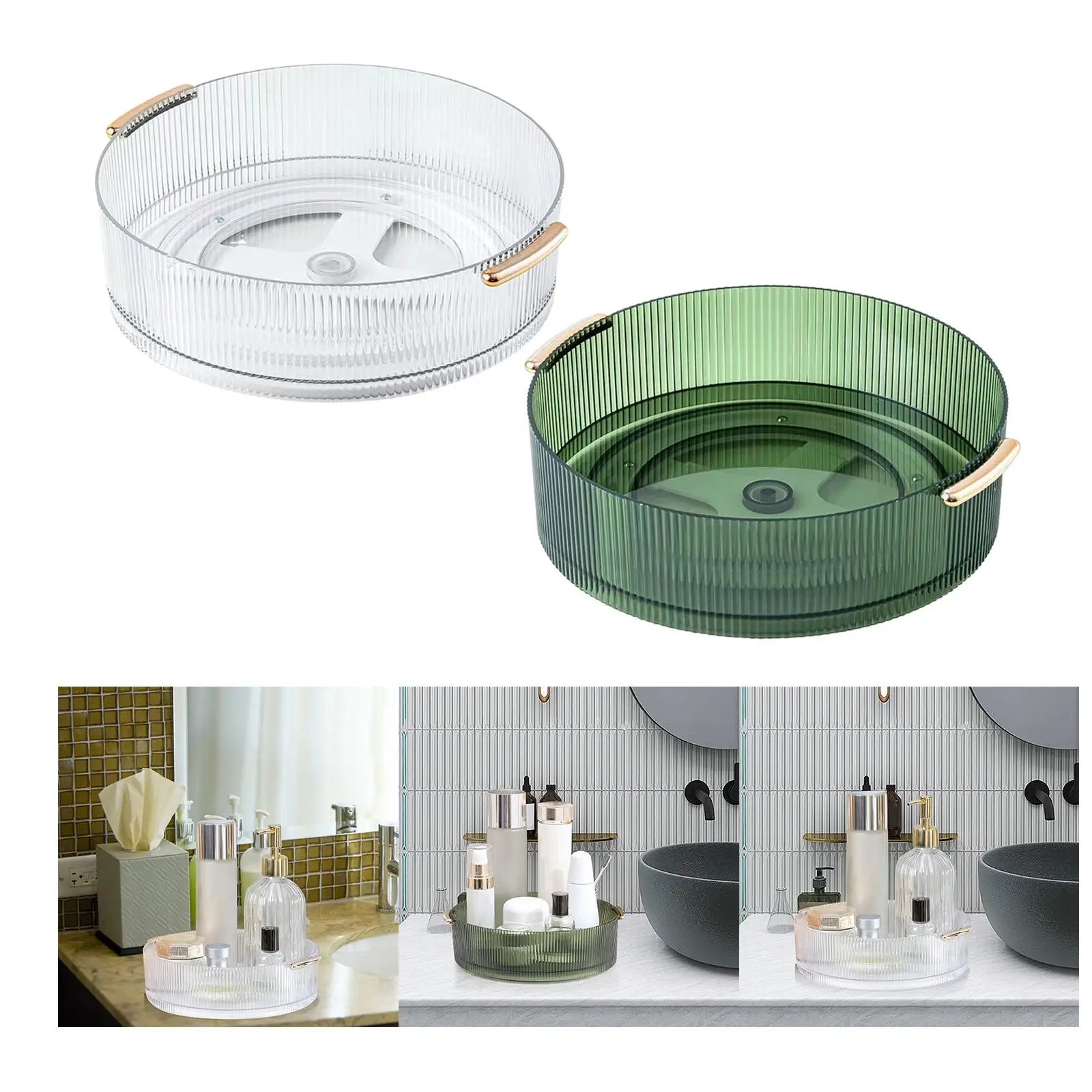 Multipurpose Storage Tray Holder Ornaments Round Rotatable Container Display Trays for Sundries Bedroom Jewelry Desktop Bathroom