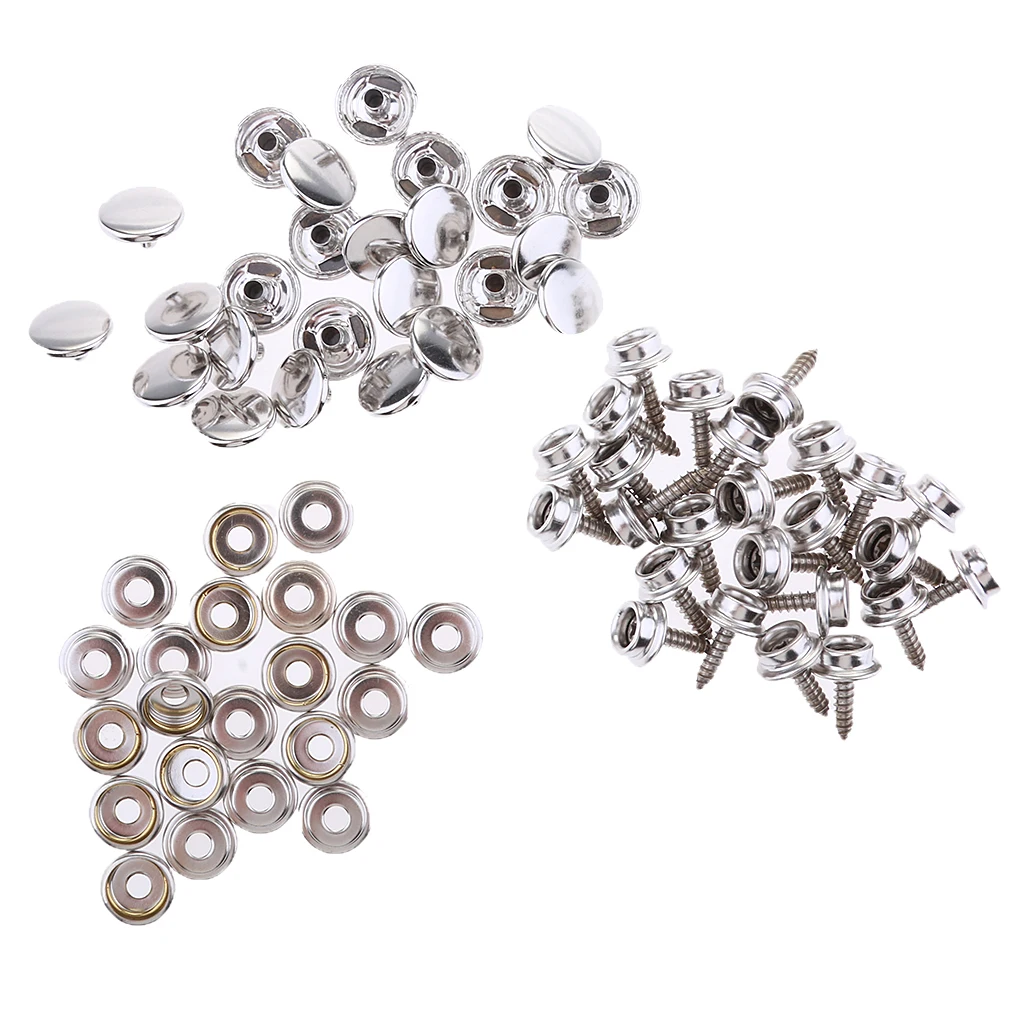 25 Set (75Pcs) Snap Button 15mm Screw Studs Fastener Socket for Canvas Boat Marine