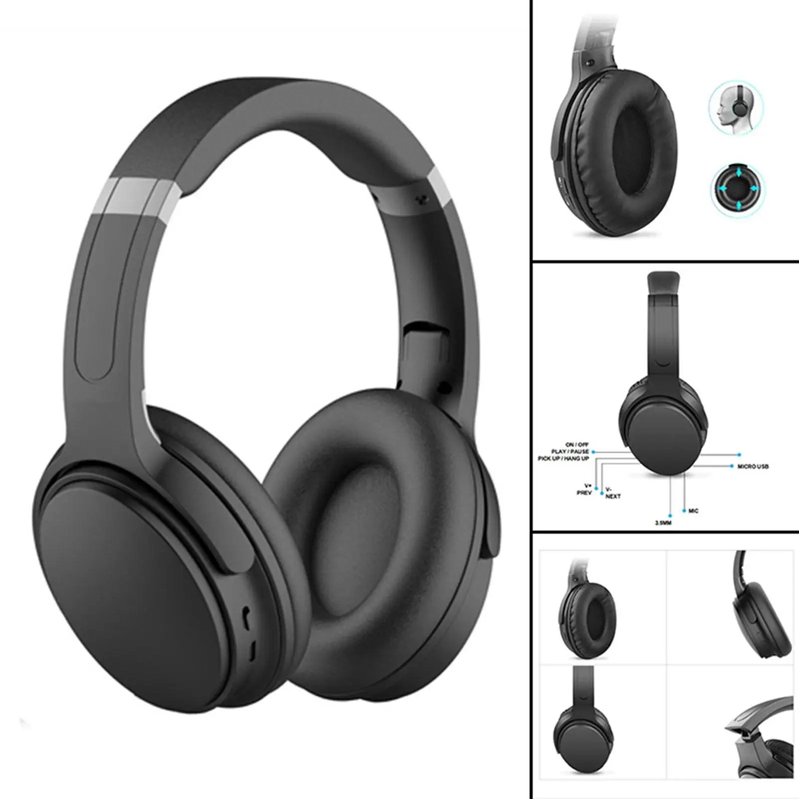  Headset Over Ear Noise Canceling(ANC) Headphones for s Music PC 