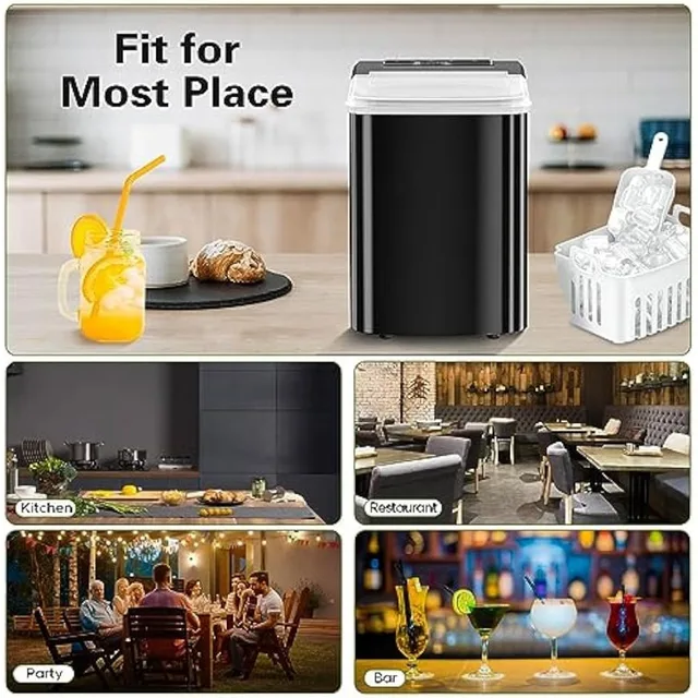 Portable Countertop Ice Maker Machine - Zvoutte Self-Cleaning Countertop  Ice Makers with Ice Scoop and Basket, Black - AliExpress