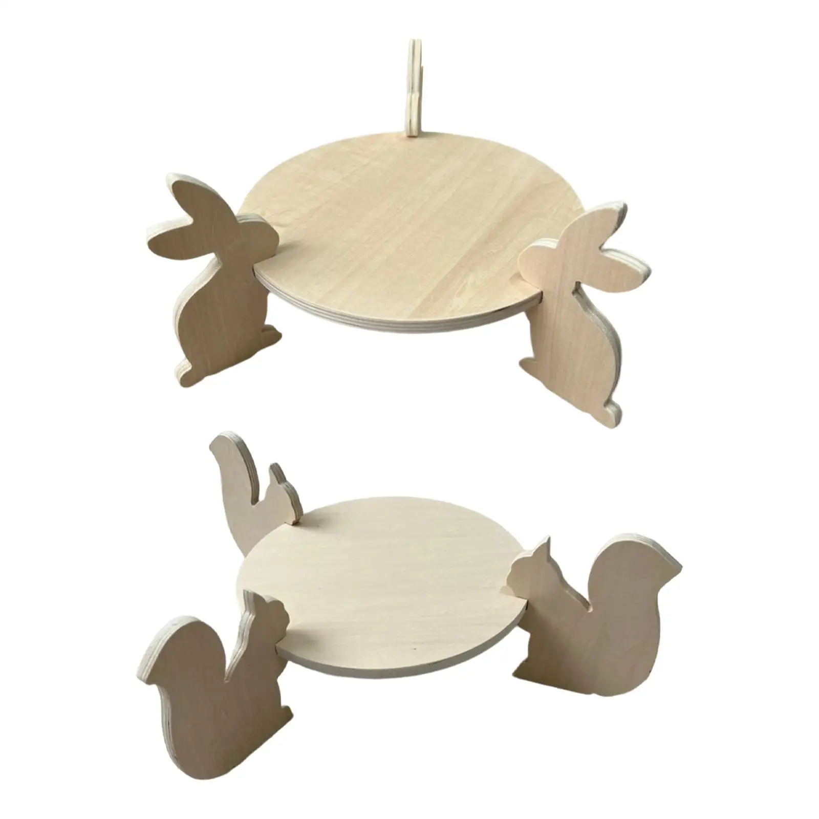 9.8in Cake Holder Serving Tray Dessert Plates Tableware Crafts Display Wood Cake Stand for Holiday Birthday Home Party Snacks