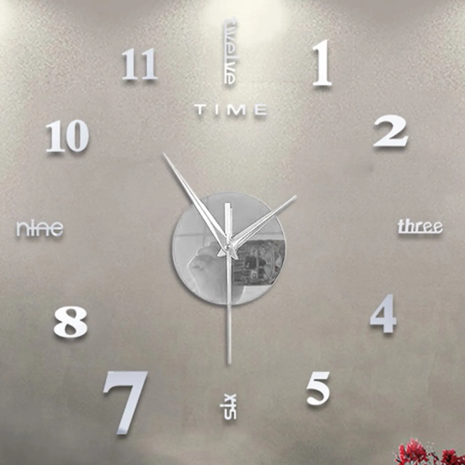 Frameless Diy Wall Mute Clock 3d Mirror Sticker Home Decor Wall Mute Clock 12-hour Display Wall Clock With Time Mark 50x50cm