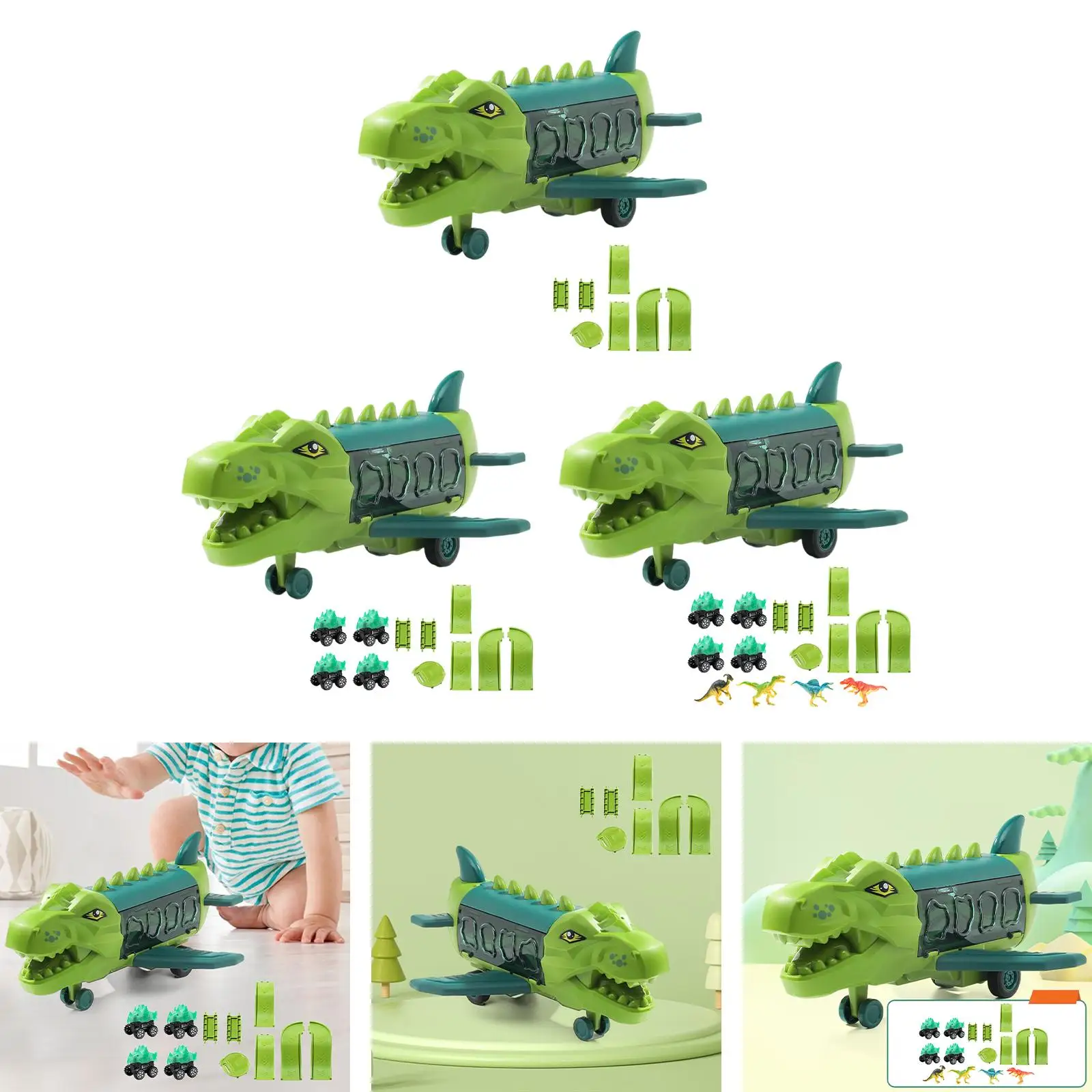 Dinosaur Toys Plane Transport Cars Playset for Pretend Toy Children Boys and