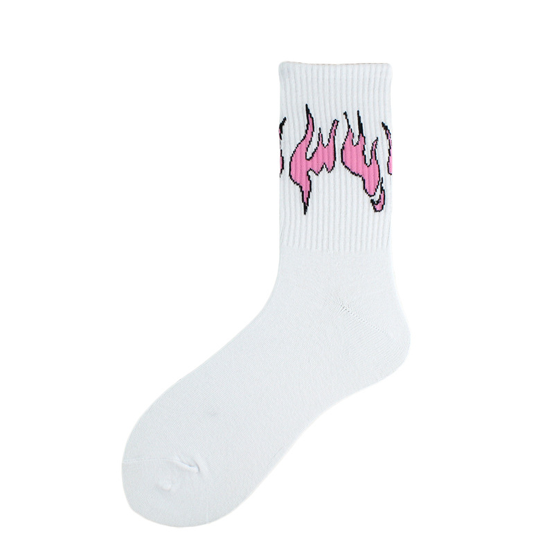 1 Paar Damenmode Hip Hop Hit Color On Fire Crew Socken Red Flame Blaze Power Torch Hot Warmth Street Skateboard Socken – Detail 19