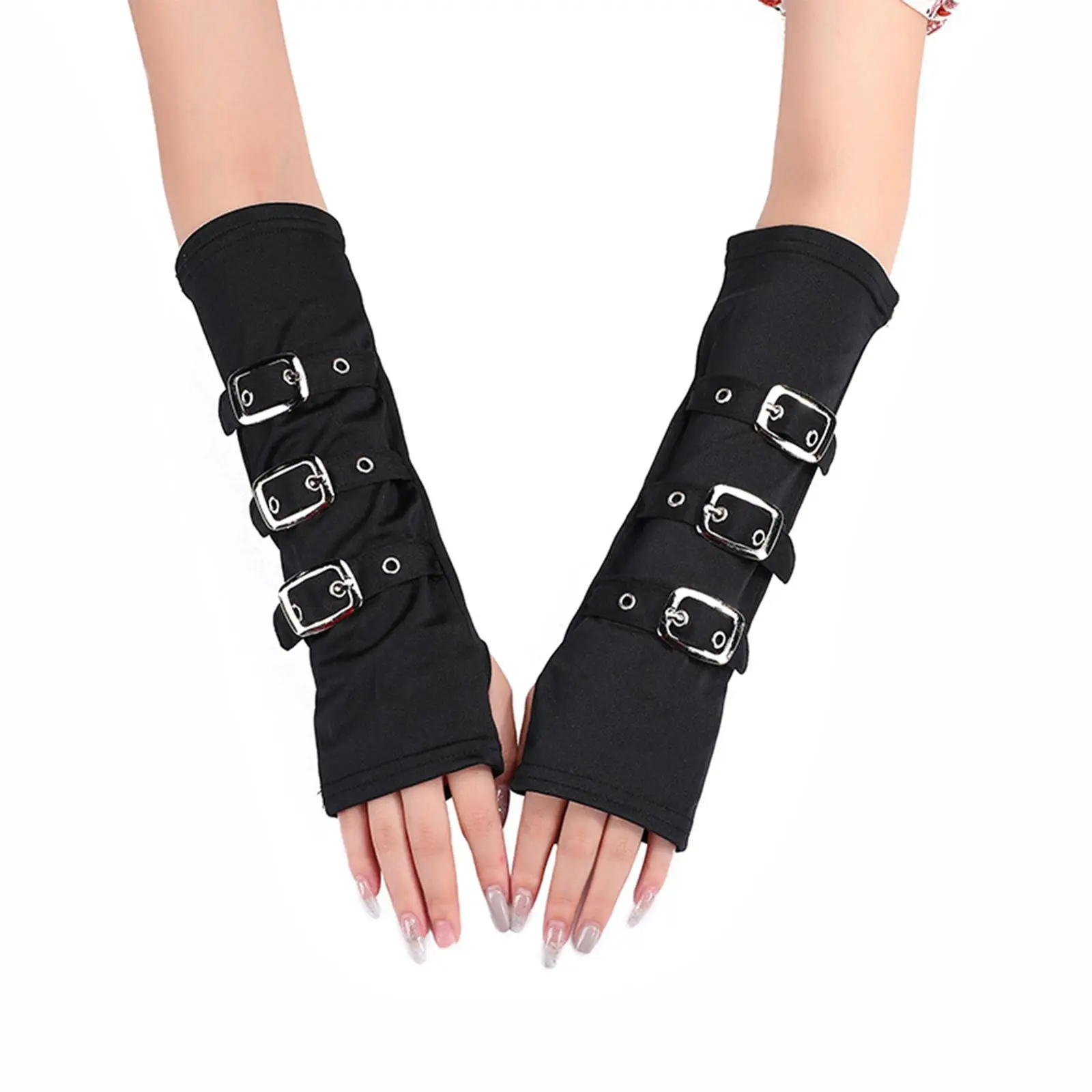 Gothic Style Long Fingerless Gloves, Arm Warmers for Costumes,