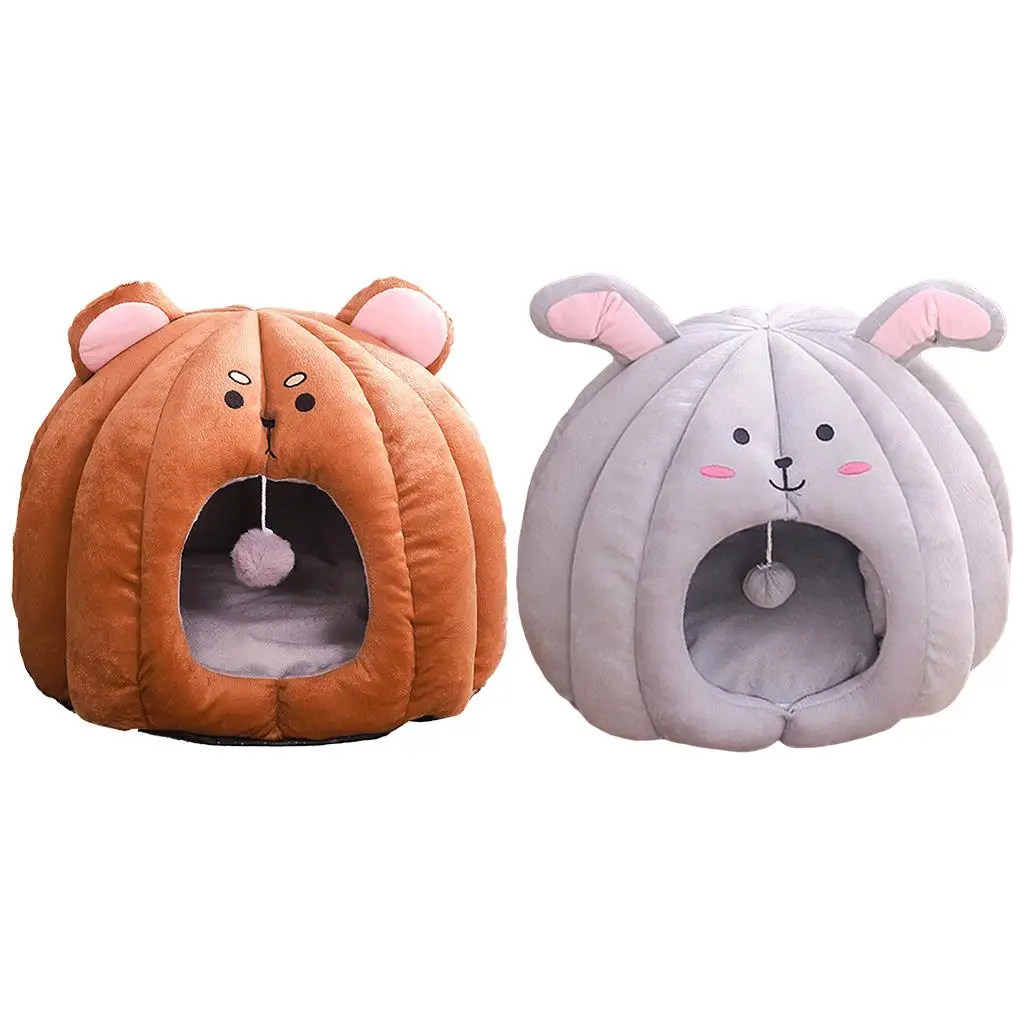 Portable Pet Cat Calming Bed Winter House Warm Machine Washable Kennel Comfy Non-Slip for Dog Puppy Bunny Kitten Snooze Sleeping