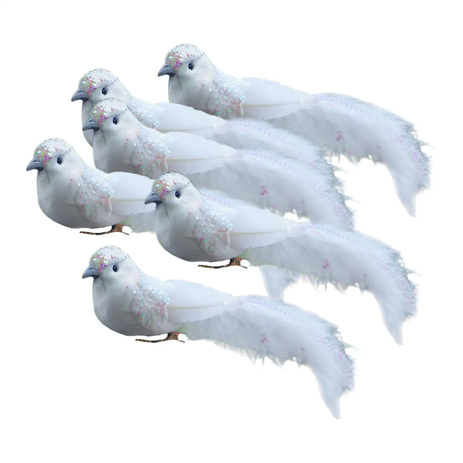 6 Pieces Artificial Feather Birds Simulation Garden Figurine Realistic Bird Model Crafts for Fairy Garden Window Home Ornaments