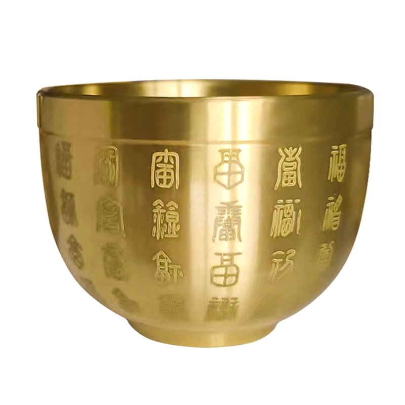 Reines Messing Baifu Zylinder Feng Shui Glück Wohnzimmer Studie Desktop Schatzs chale Ornament kleinen Aschenbecher – Detail 1
