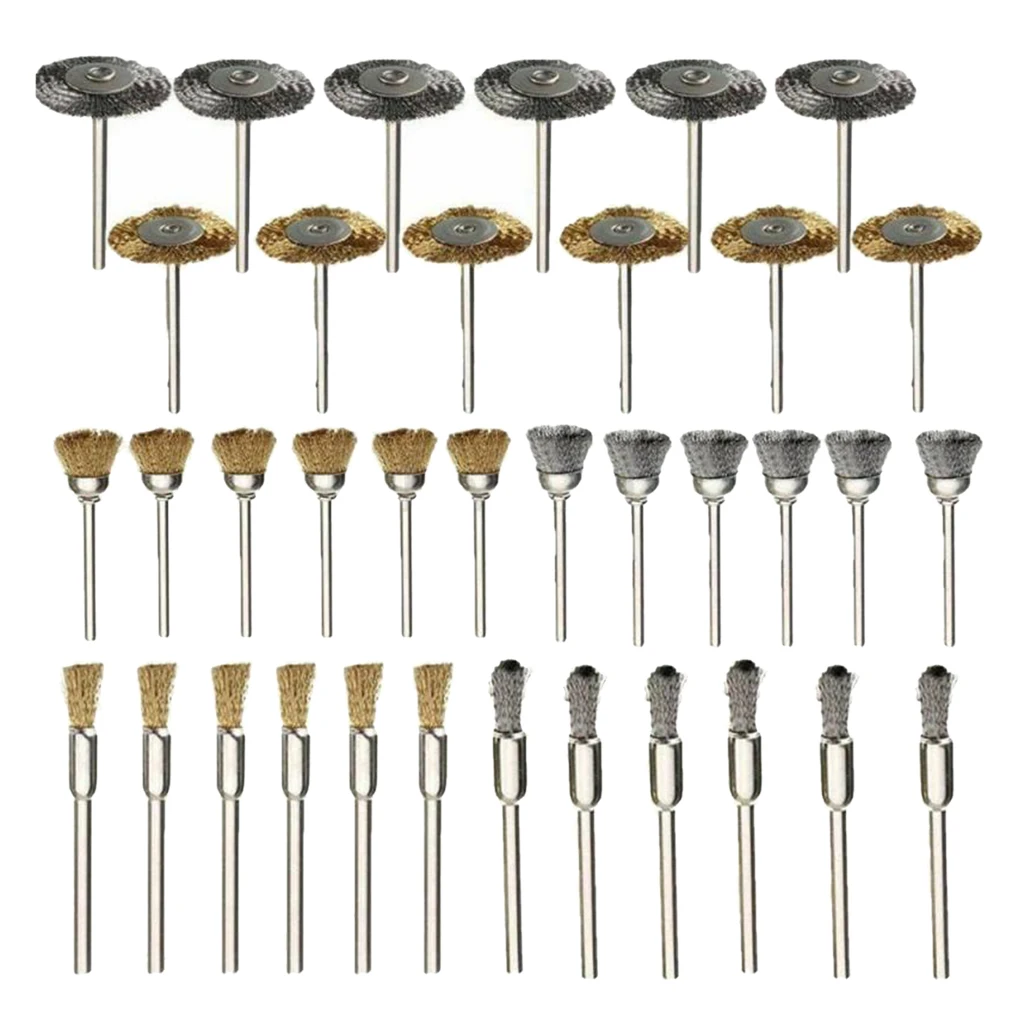 36pcs Wire Brushes, Wheel & Cup Brushes 1/8