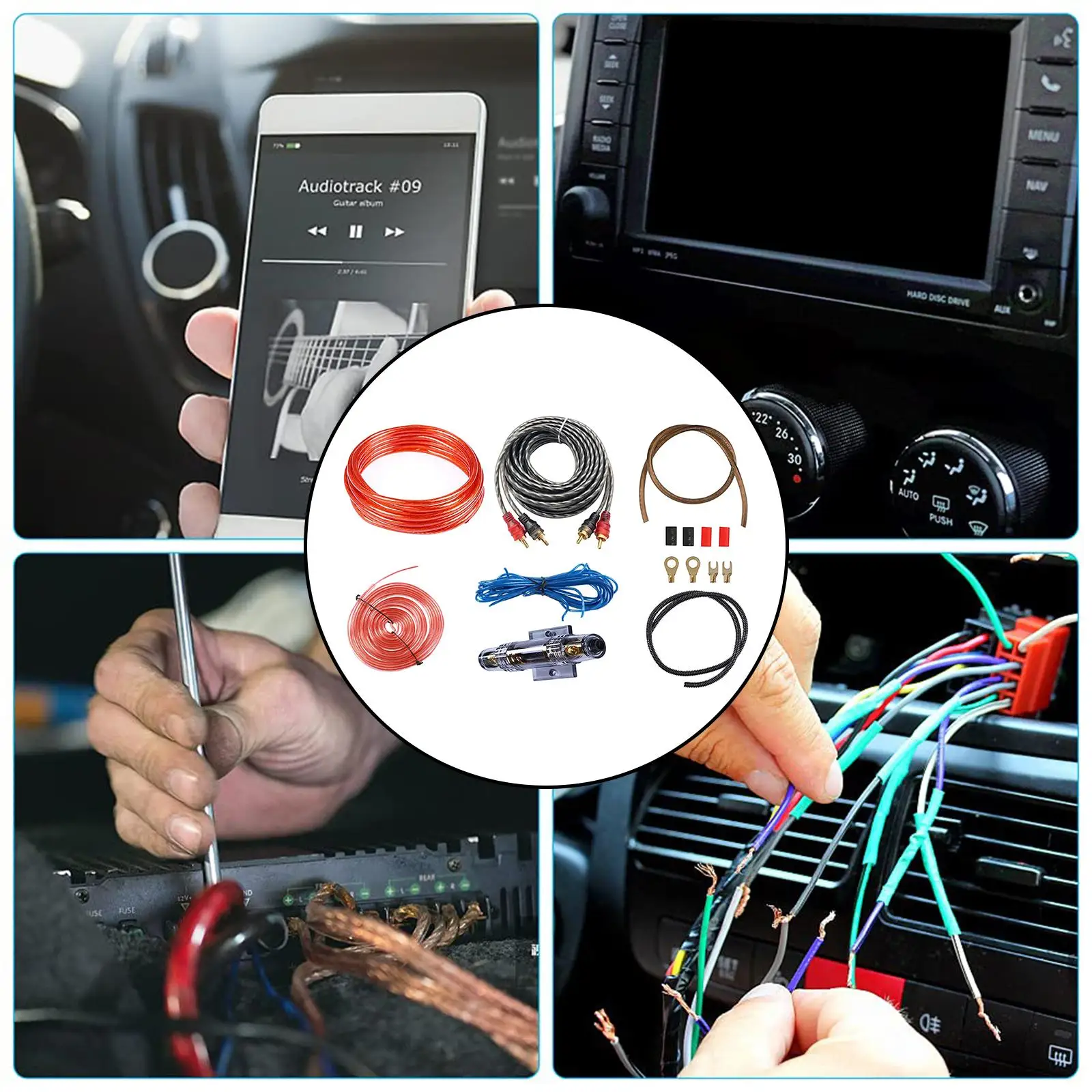 Car Audio Wiring Kit Installation Kit with Fuse Holder Speaker Cables Electrical Equipment Supplies PVC Power Wire