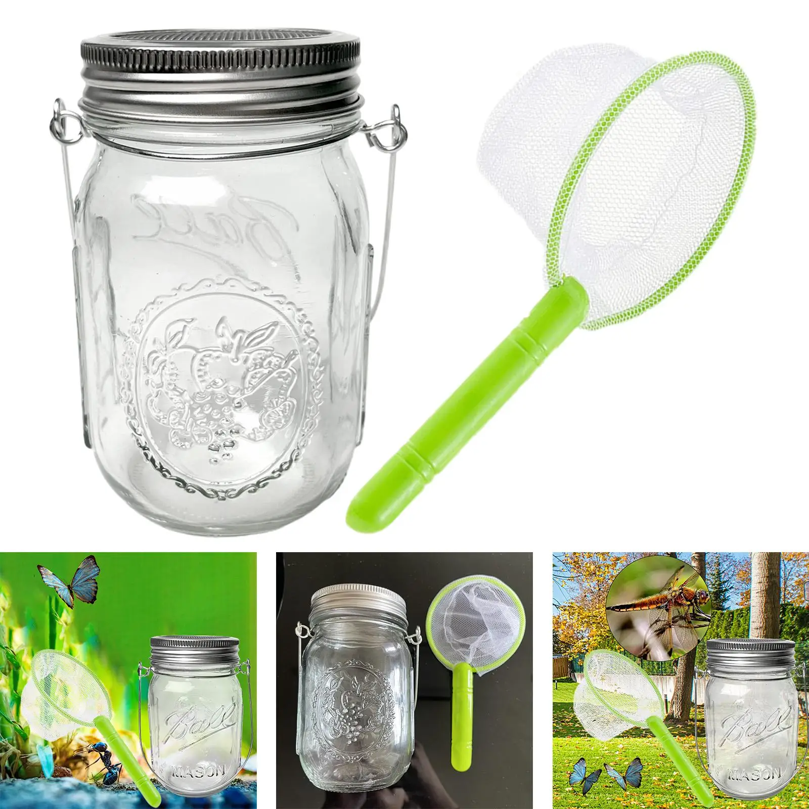 Kids outdoor Kit Jar with Lid and Handle Nature Exploration Butterfly Catcher Kit for Children Kids 7~14 Holiday Gifts