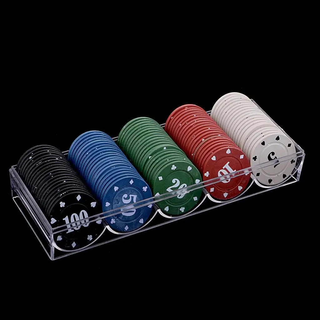 Assorted 5 10 20 50 100 Cards Poker Chips Set Gambling Game Prop with Case
