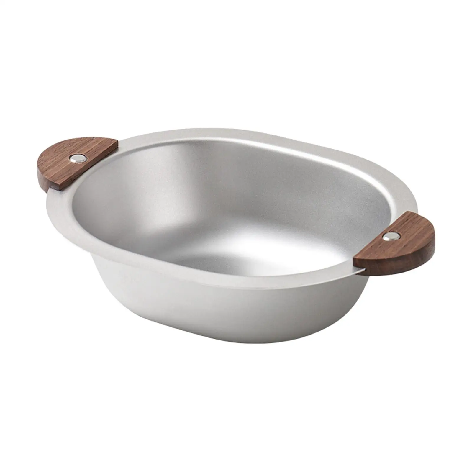 500ml Stainless Steel Bowl Kitchen Accessory Space Saving with Wooden handle Dish Bowl Salad Bowls for Food Dessert Rice Fruit