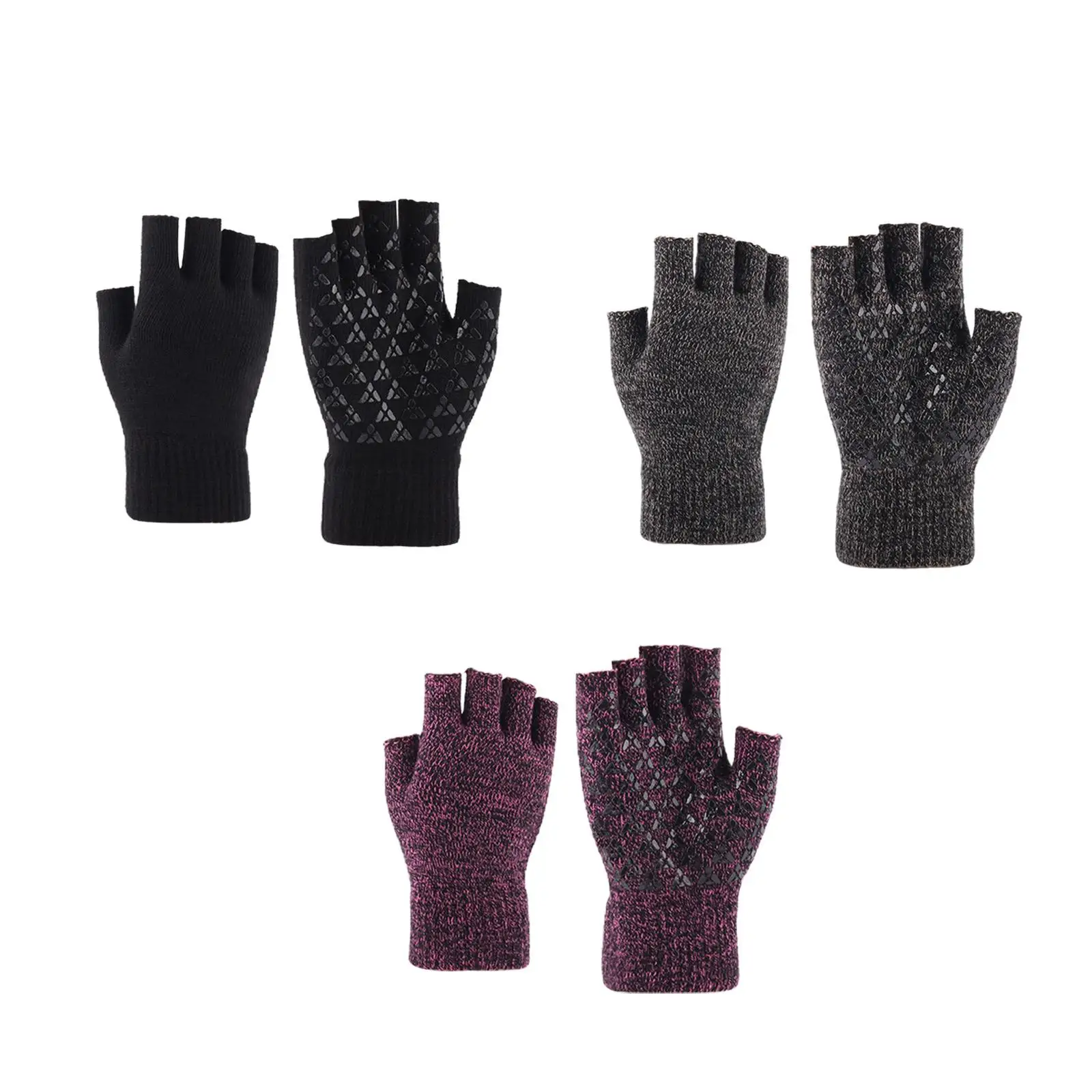 Soft Half Finger Gloves Fingerless Knit Thick Winter Mittens Outdoor Sports