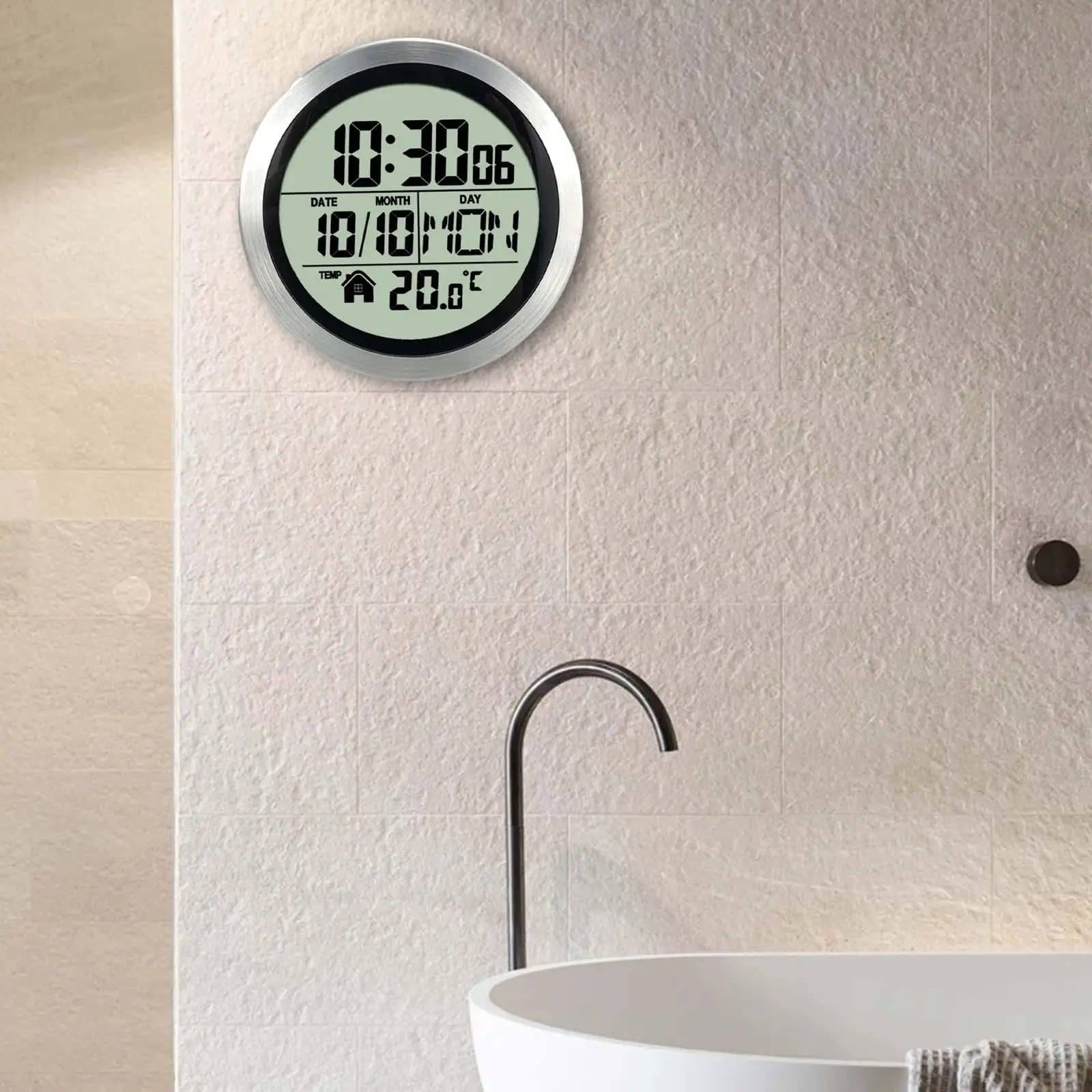 5.7inch Round Digital Shower Clock Clock Suction Cup Lightweight Dustproof