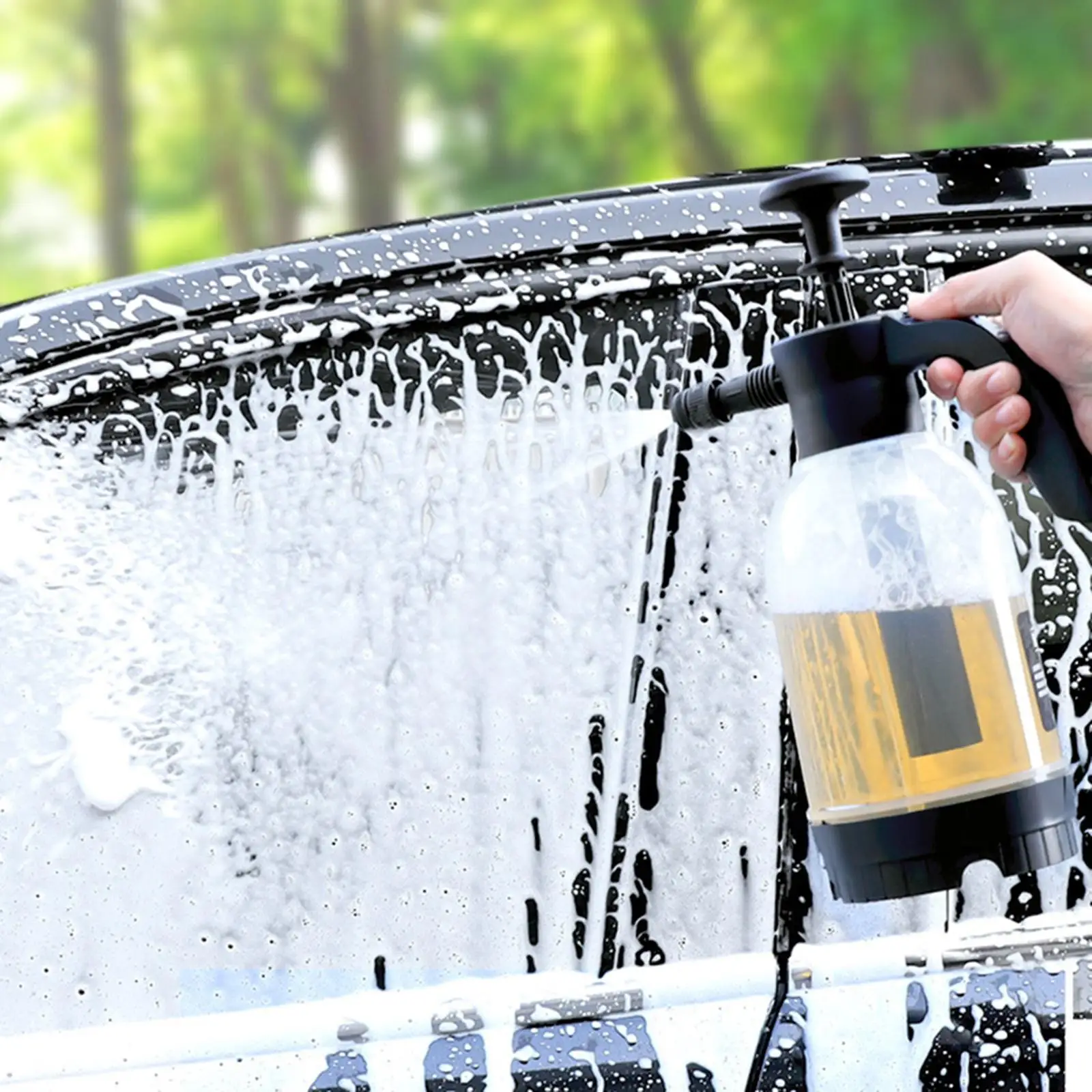 Clear 2000ml Car Hand Foam Sprayer Home Auto Use Labor-Saving Hand Operated