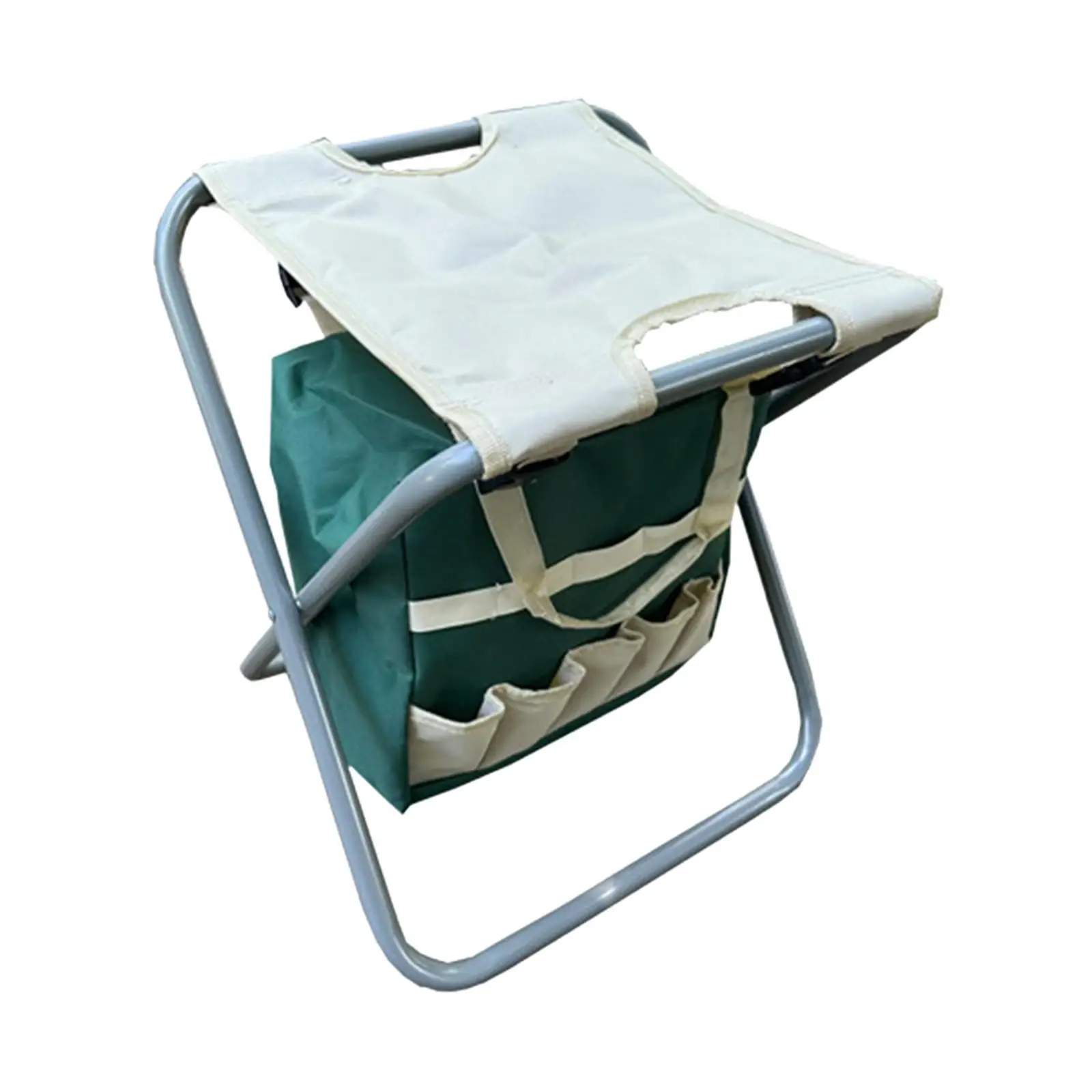 Garden Folding Stool with Tool Tote Folding Camping Stool for Lawn Courtyard