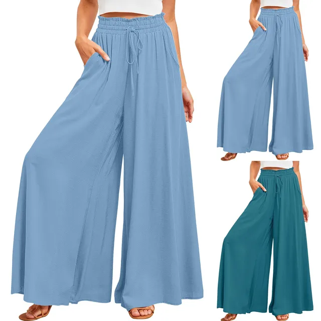 Pantalones Sueltos Para Mujer, Pantalones Cómodos Ligeros De Pierna Ancha,  Dobladillo Con Volantes, Transpirables A La Moda Para La Playa Para Dama  Para Yoga Crtynell Cocina, Decoración y Otros